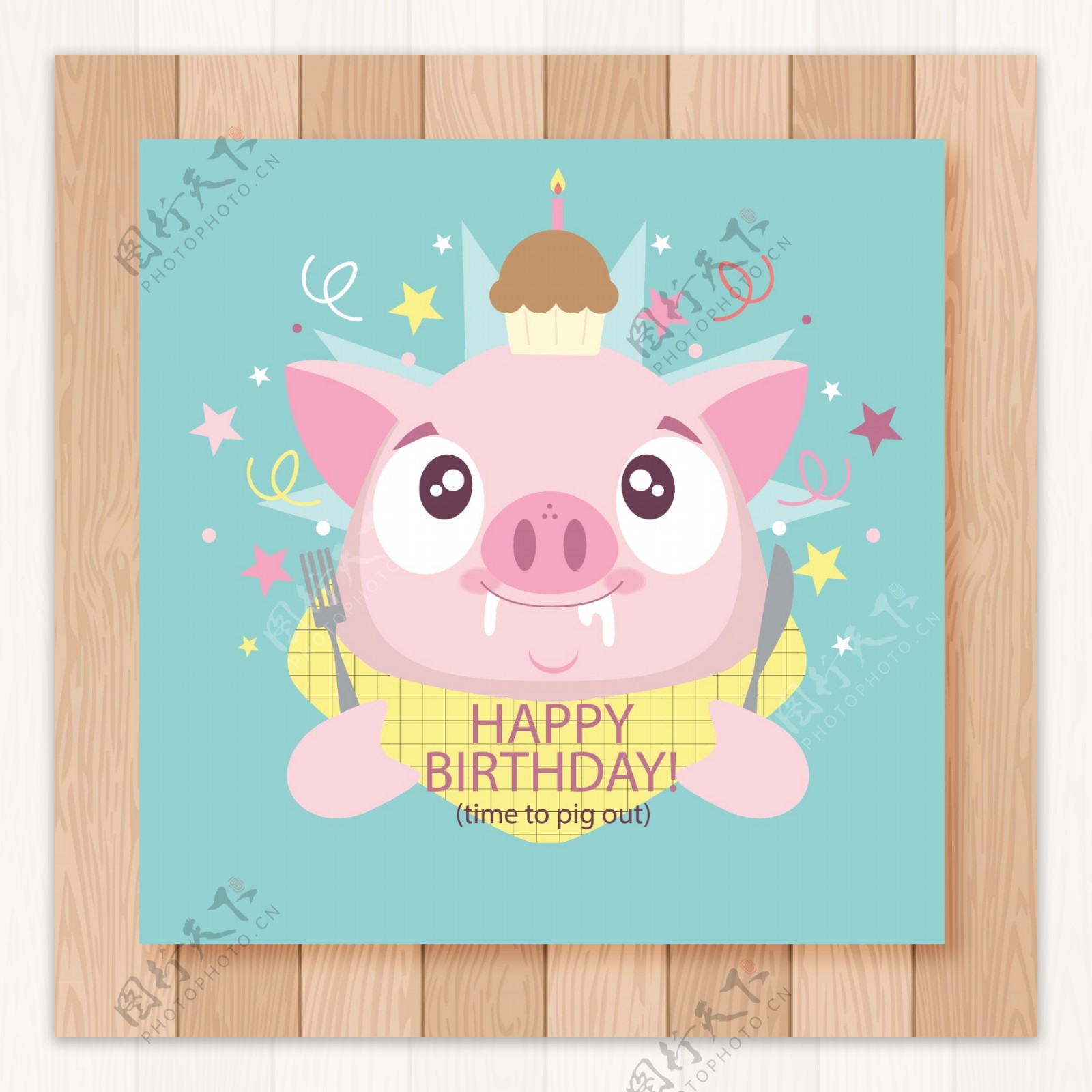 生日快乐与猪漫画人物的卡片模板 库存例证. 插画 包括有 婴孩, 生日, 符号, 背包, 庆祝, 问候 - 117559559