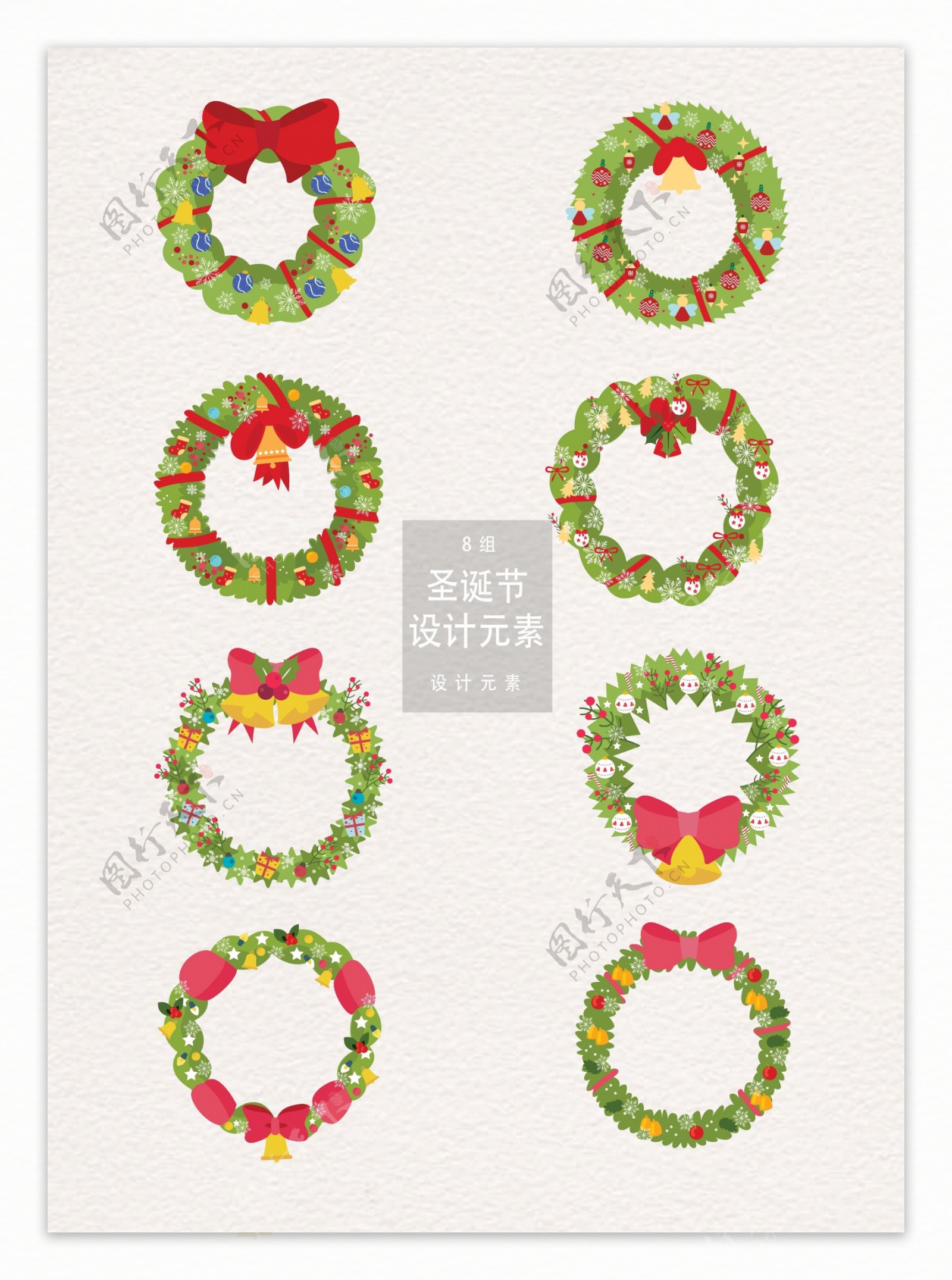 圣诞节花环装饰图案设计元素