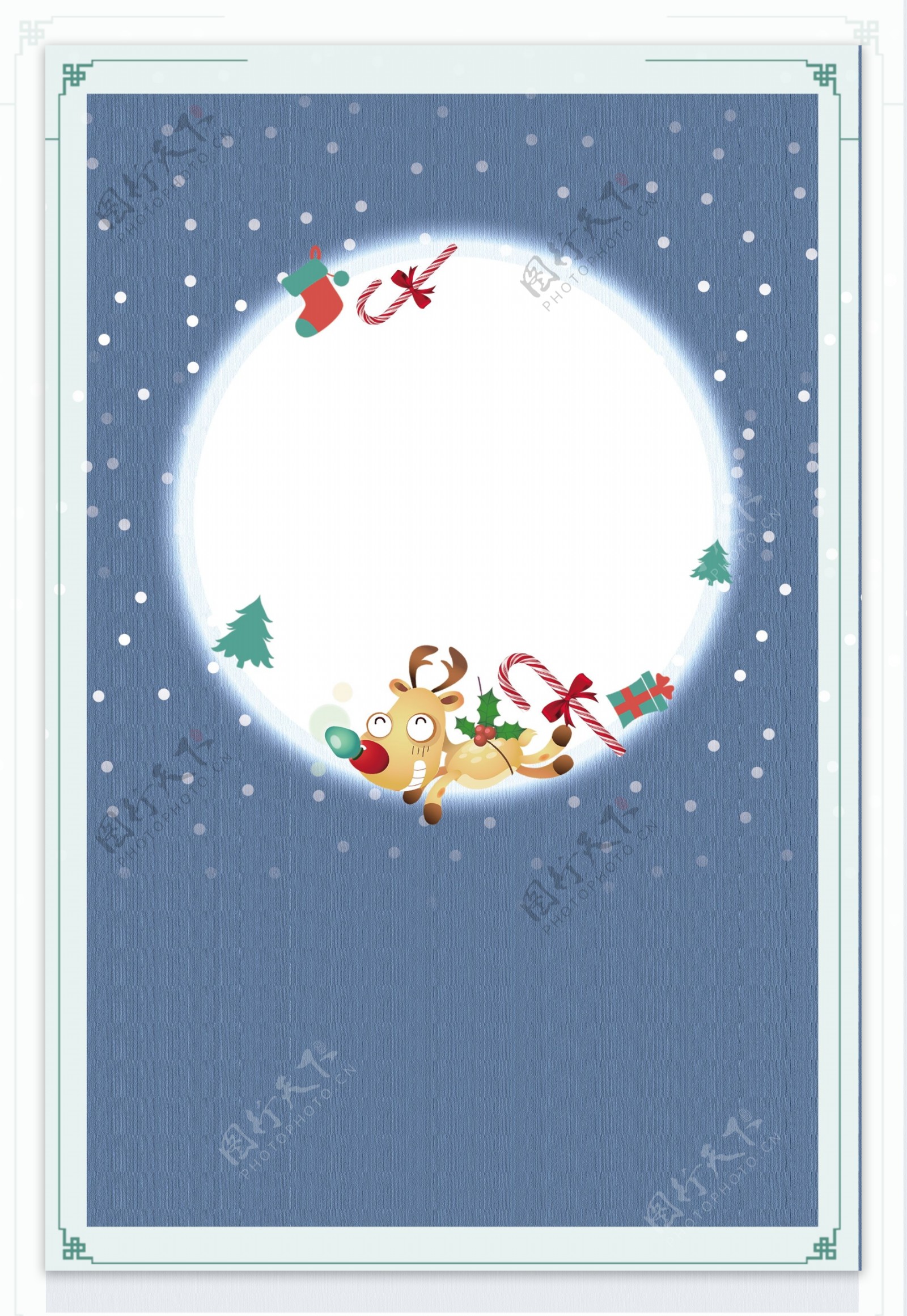 飘雪扁平手绘圣诞节广告背景图