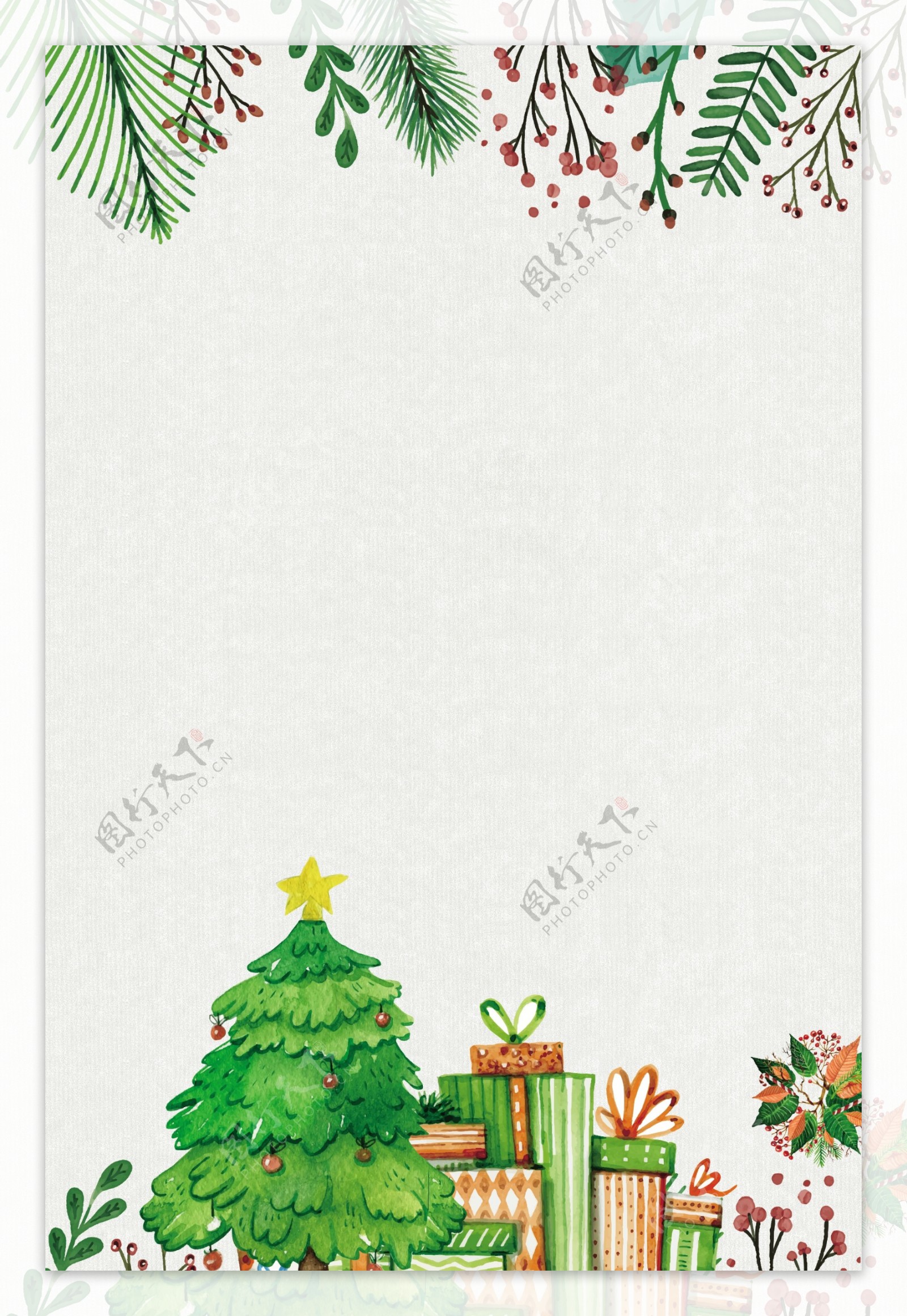 简约圣诞树圣诞节卡通手绘广告背景图