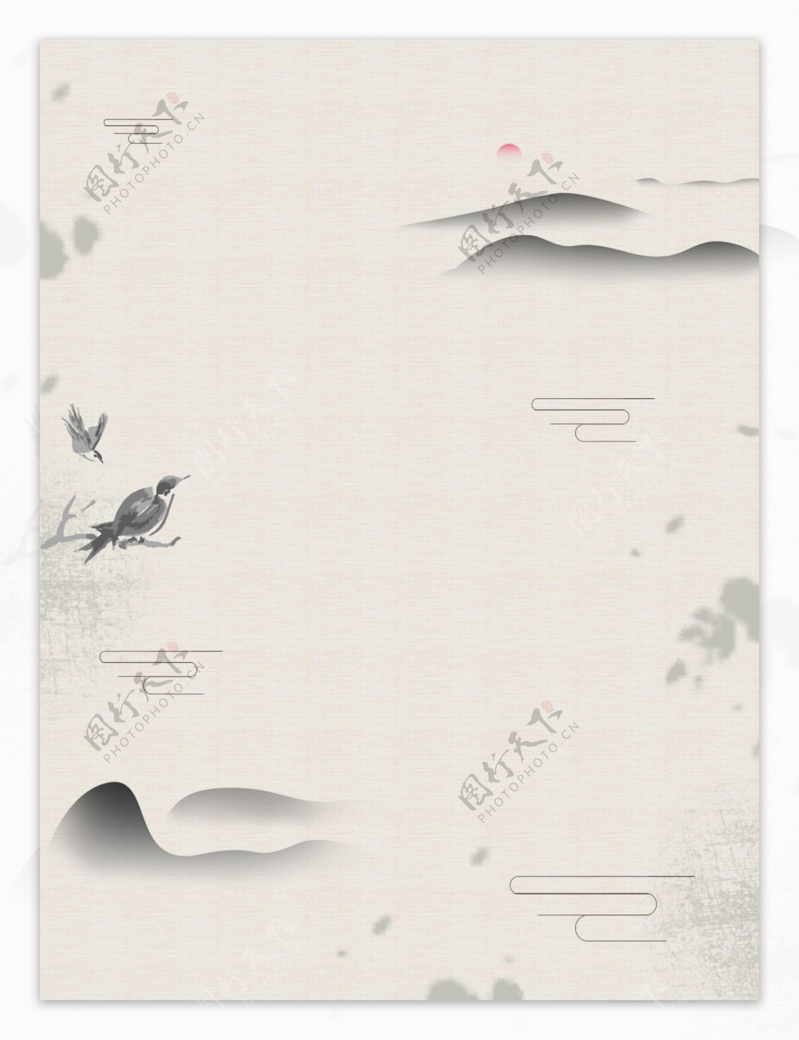 中国风水墨背景山水风景意境云纹