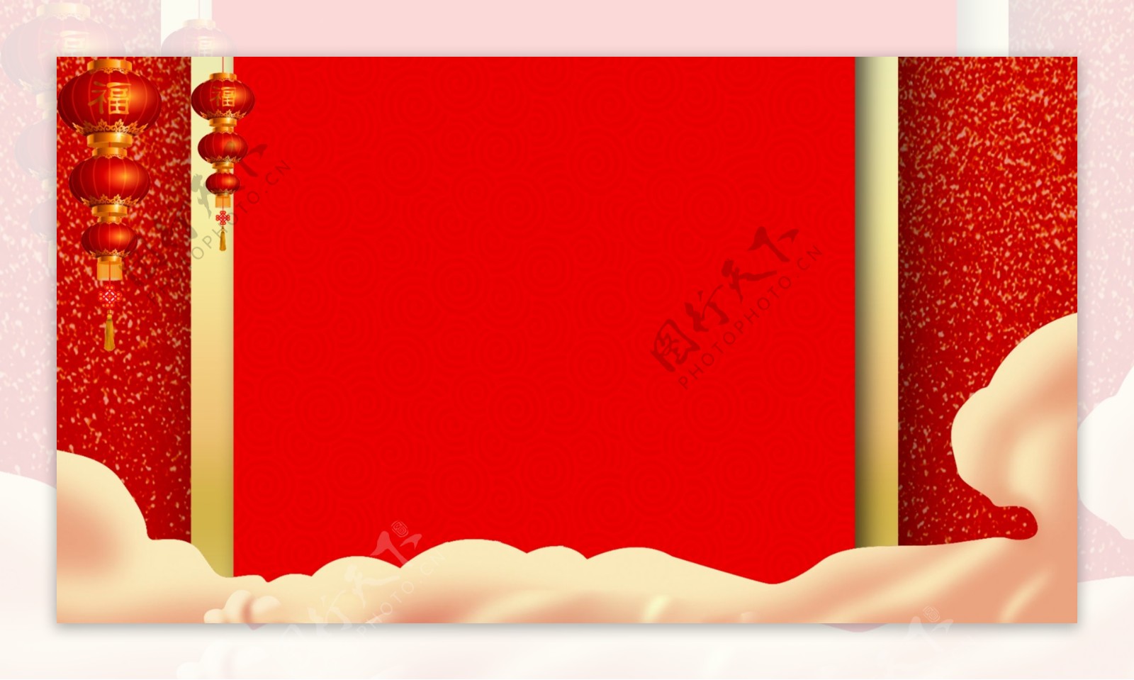 手绘红色中国年灯笼春节背景设计