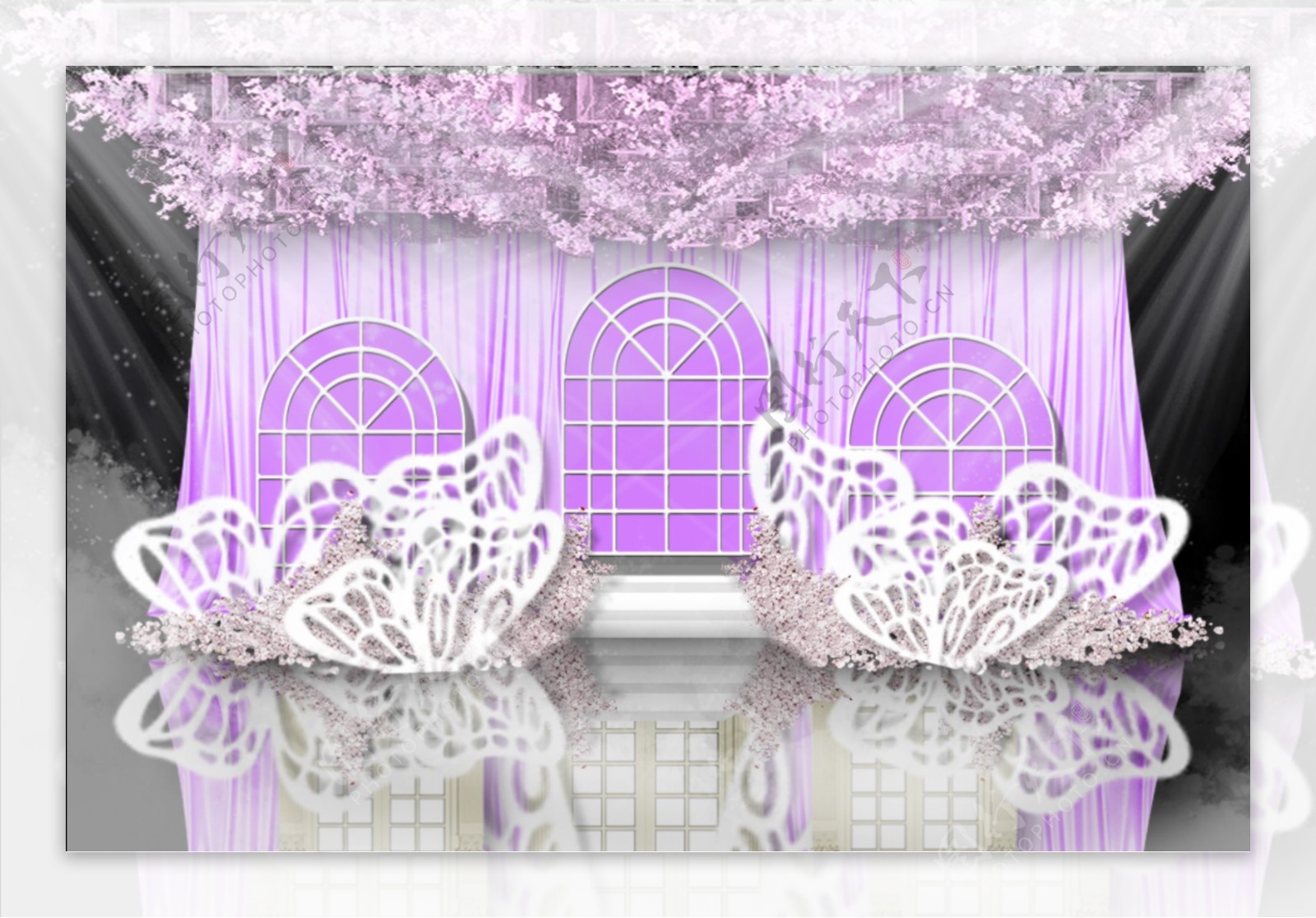 紫色婚礼迎宾区效果图1