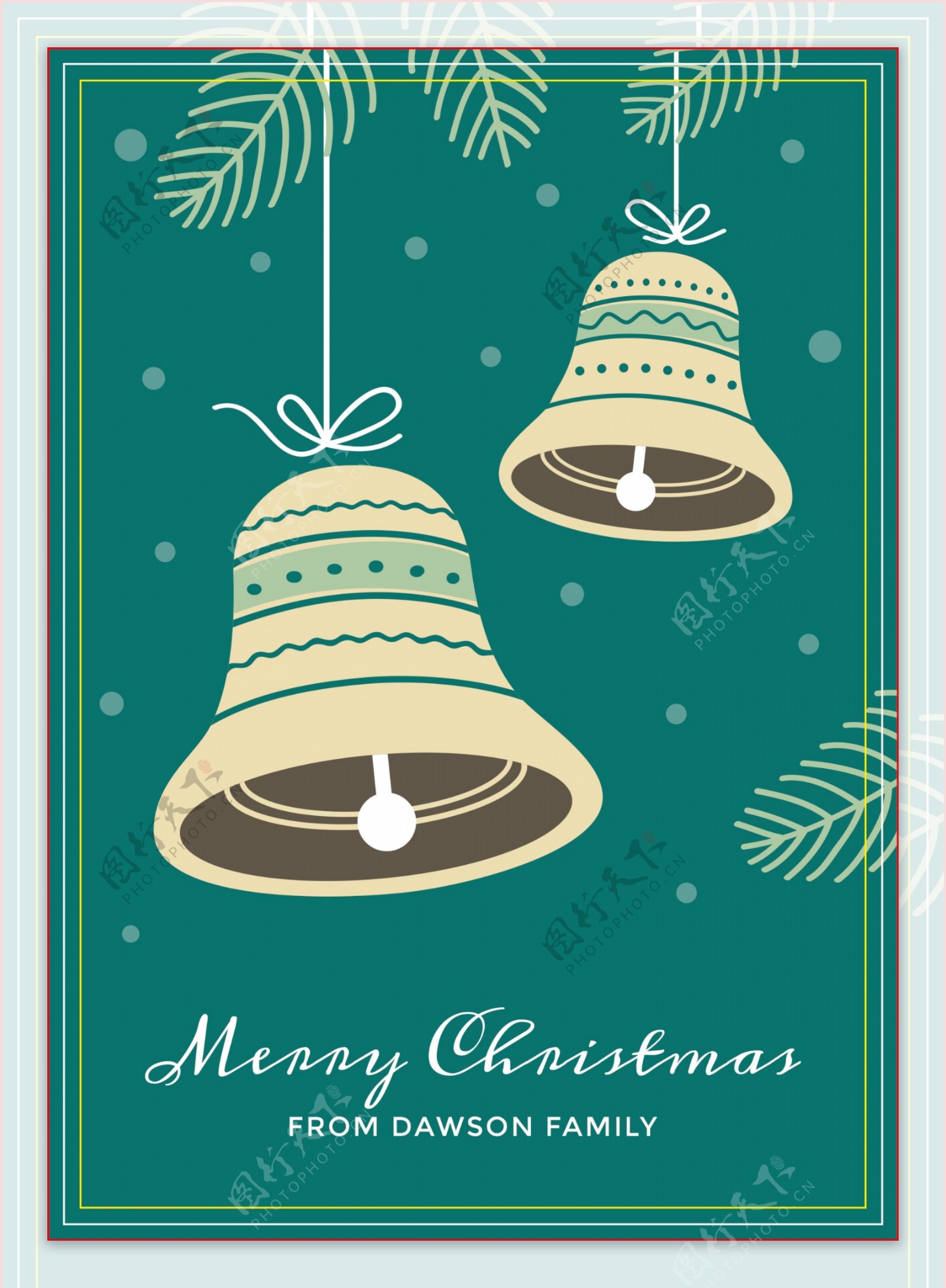 绿色铃铛圣诞节促销海报
