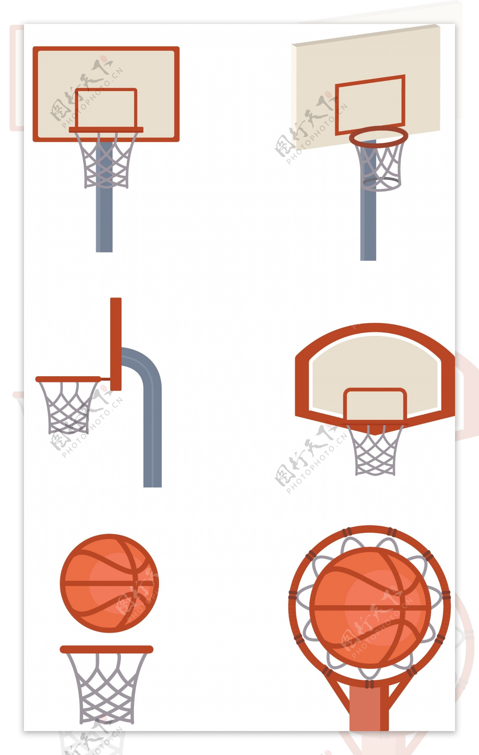 篮球边框橙色卡通套图
