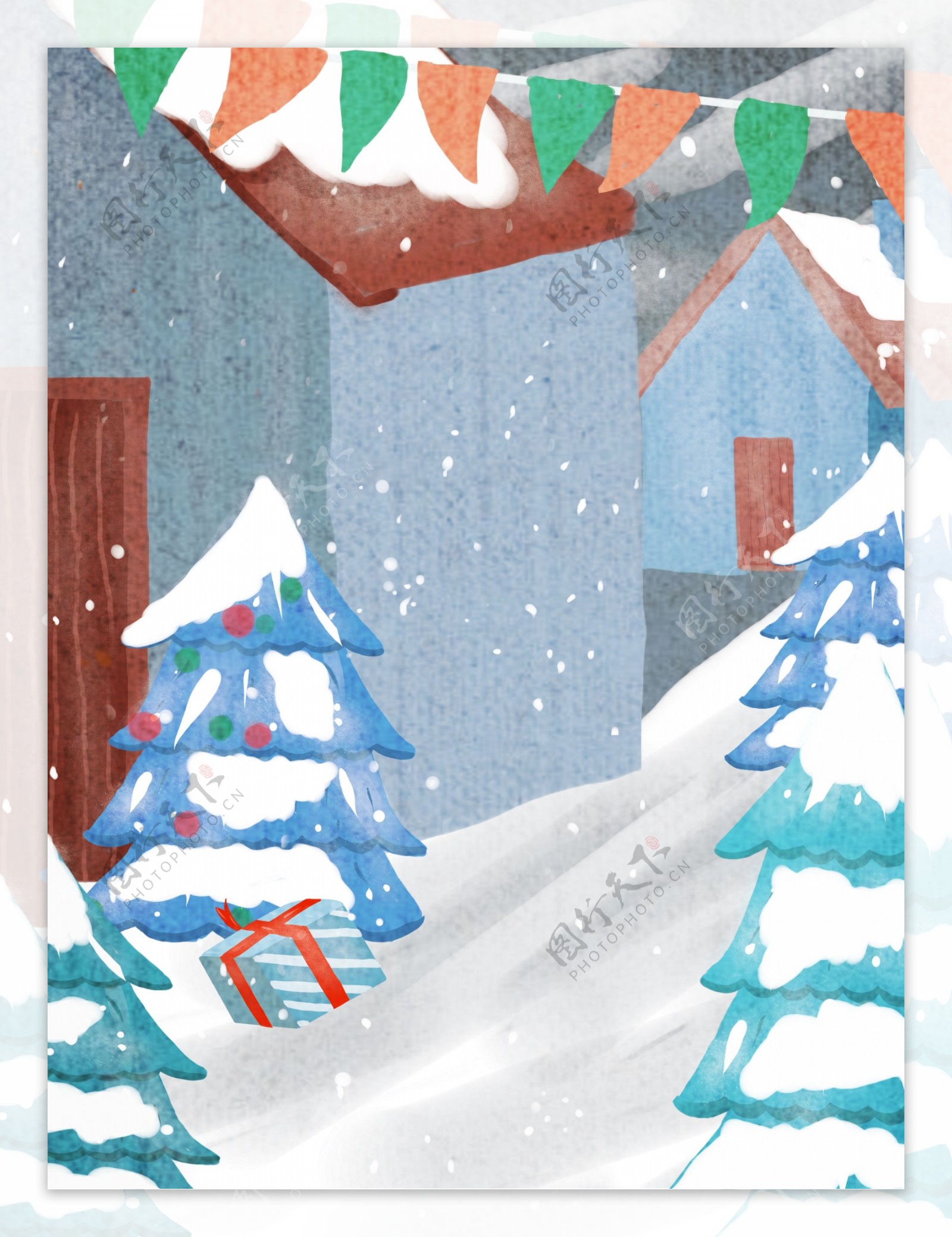 蓝色雪花圣诞背景素材