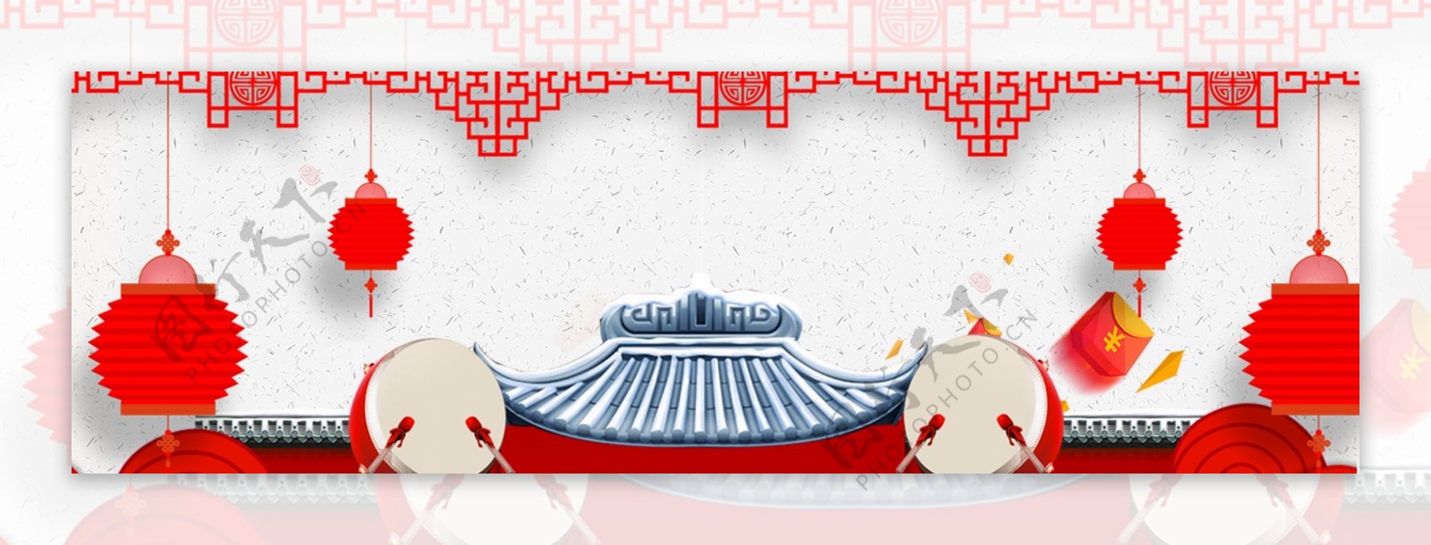 大红灯笼传统节日新年猪年banner背景