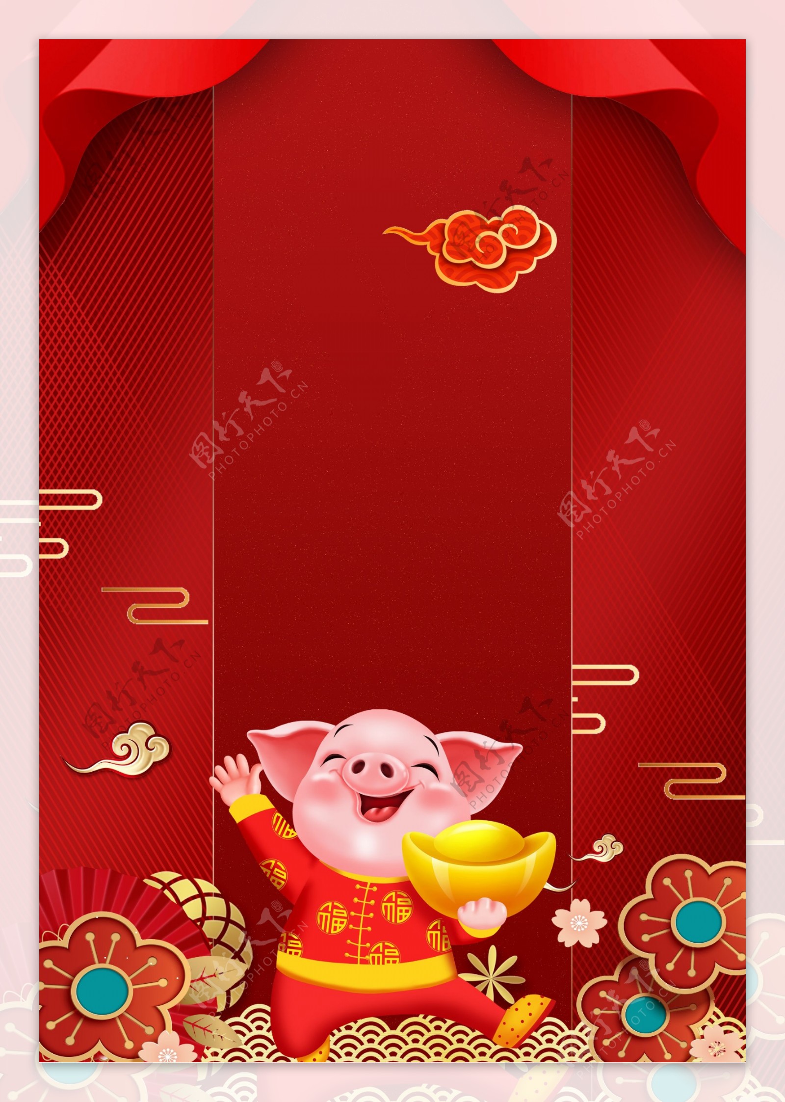 2019猪年喜庆背景模板