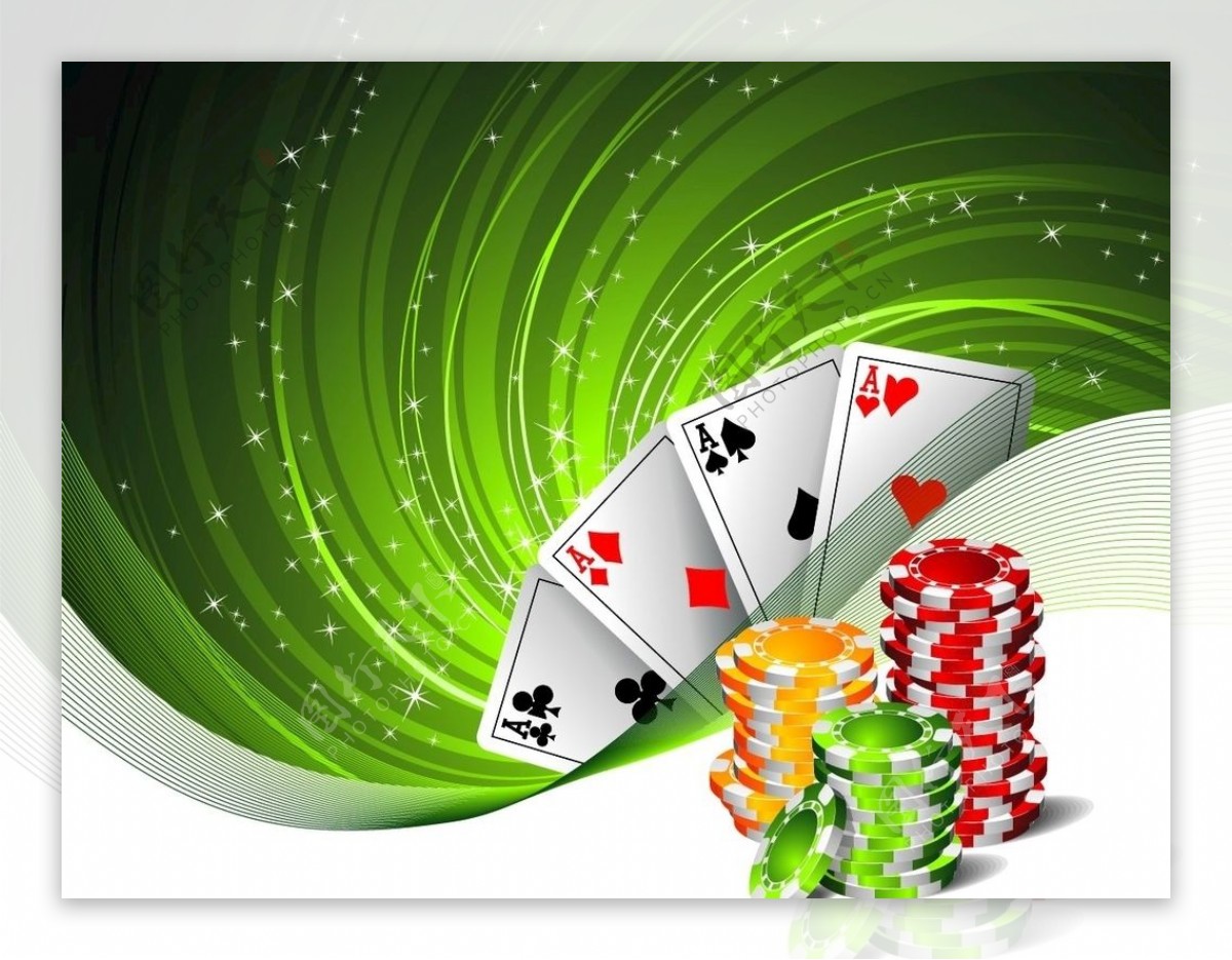绿色背景扑克棋牌