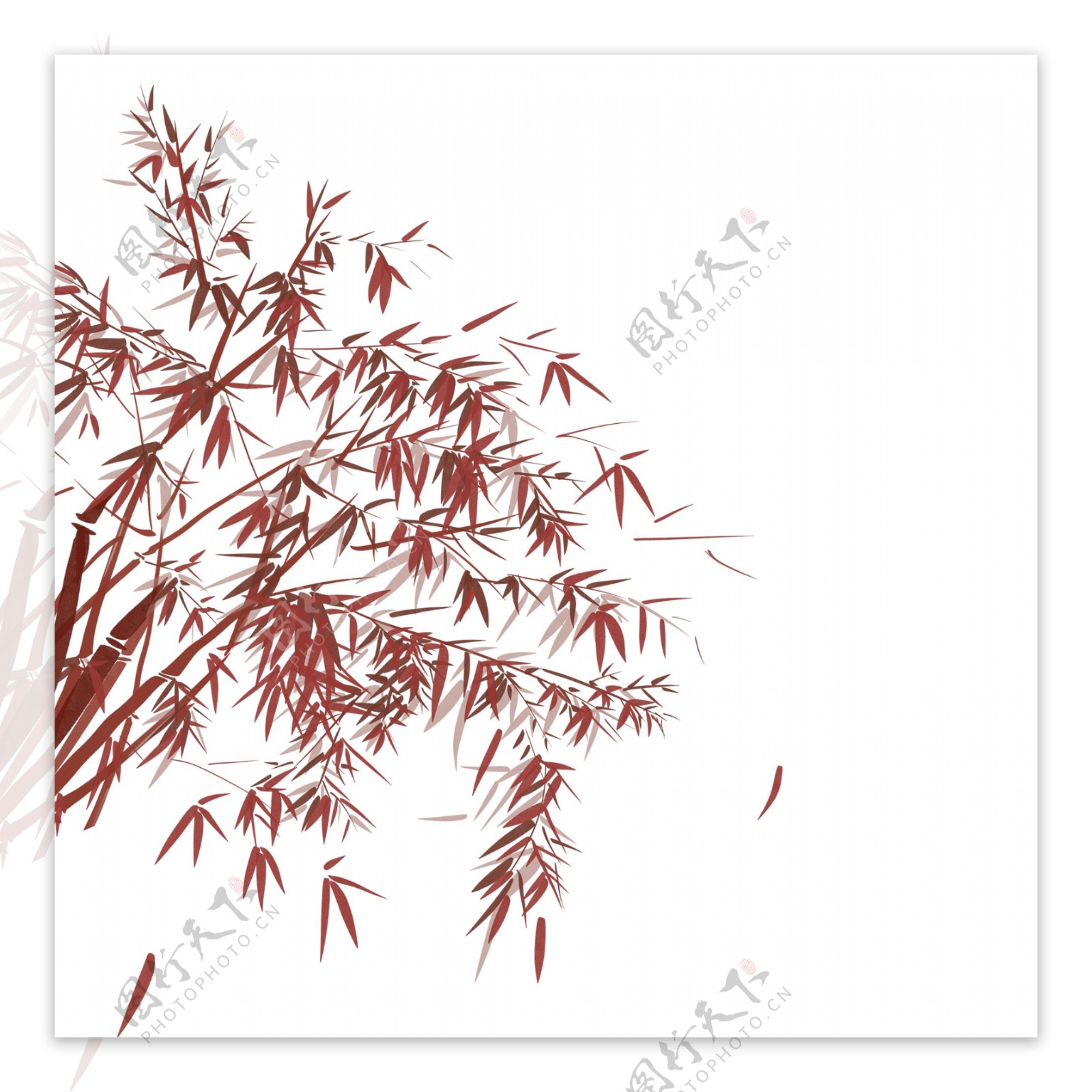 中国风红竹植物设计