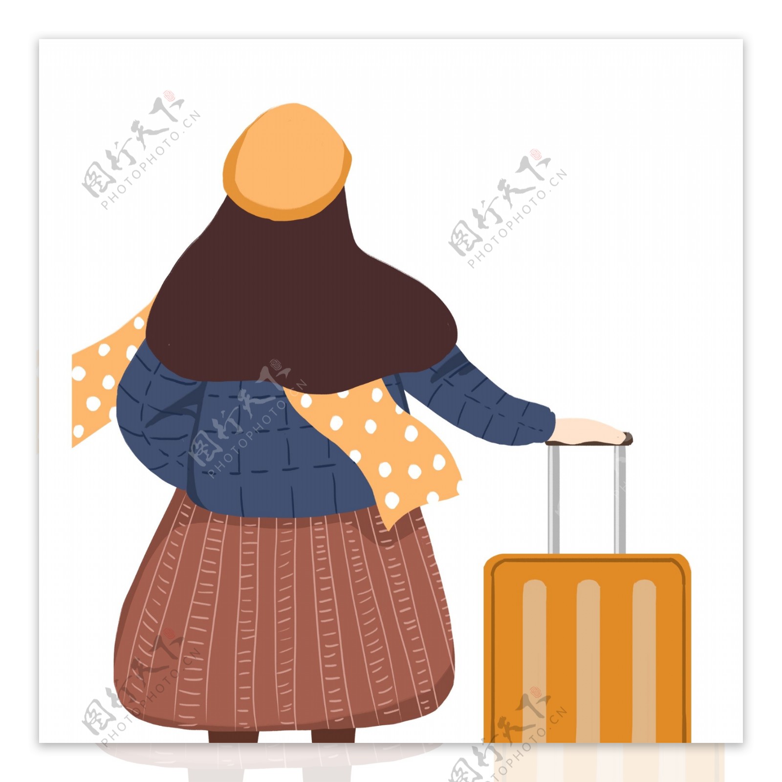 拖着行李回家过年的小女生