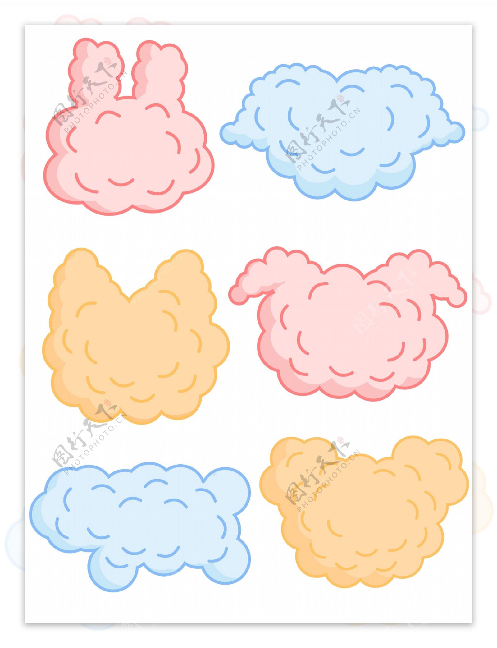 简约可爱小动物爆炸云对话边框素材元素