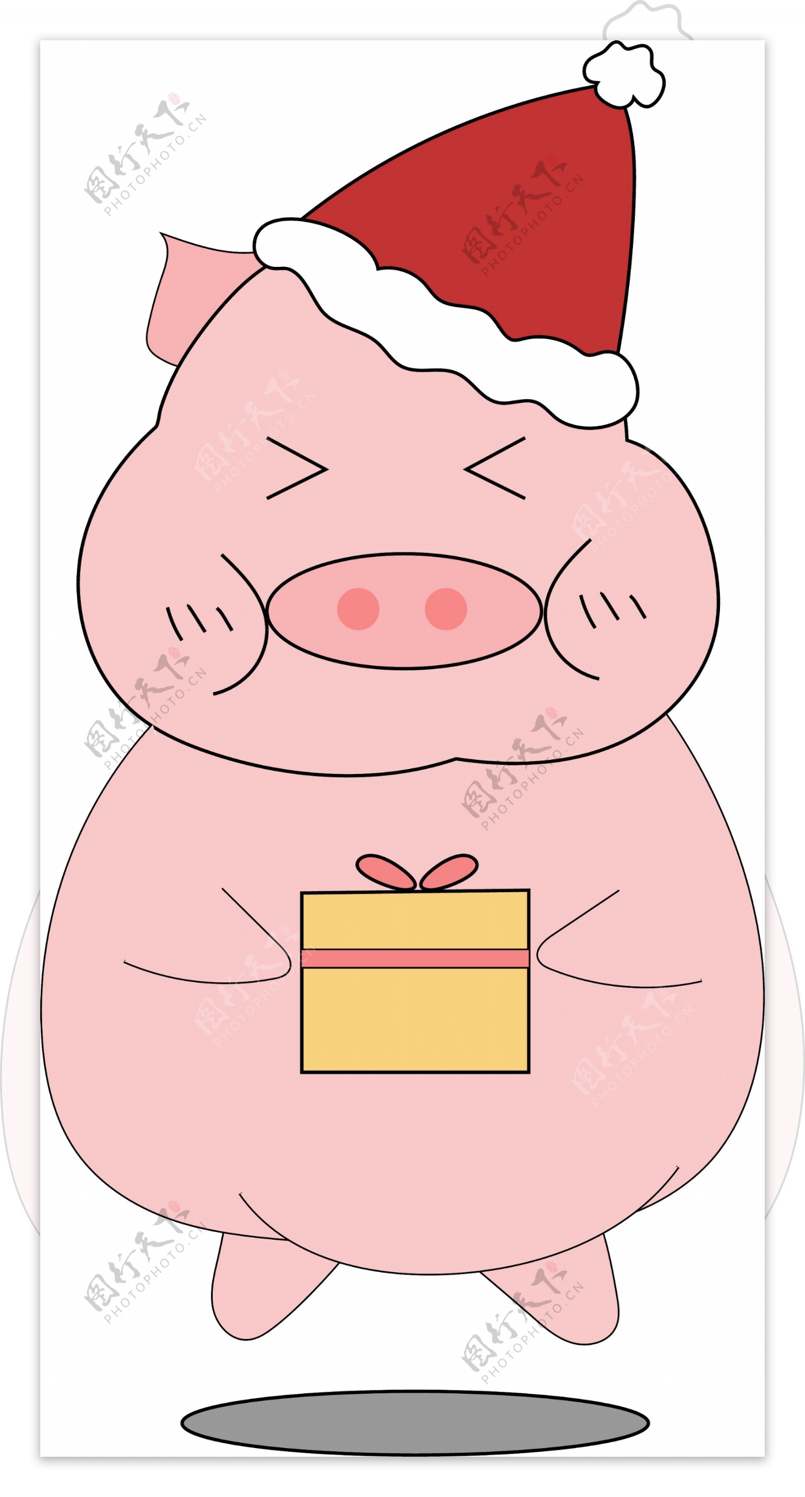 猪年卡通可爱粉色小猪表情包矢量庆圣诞元素