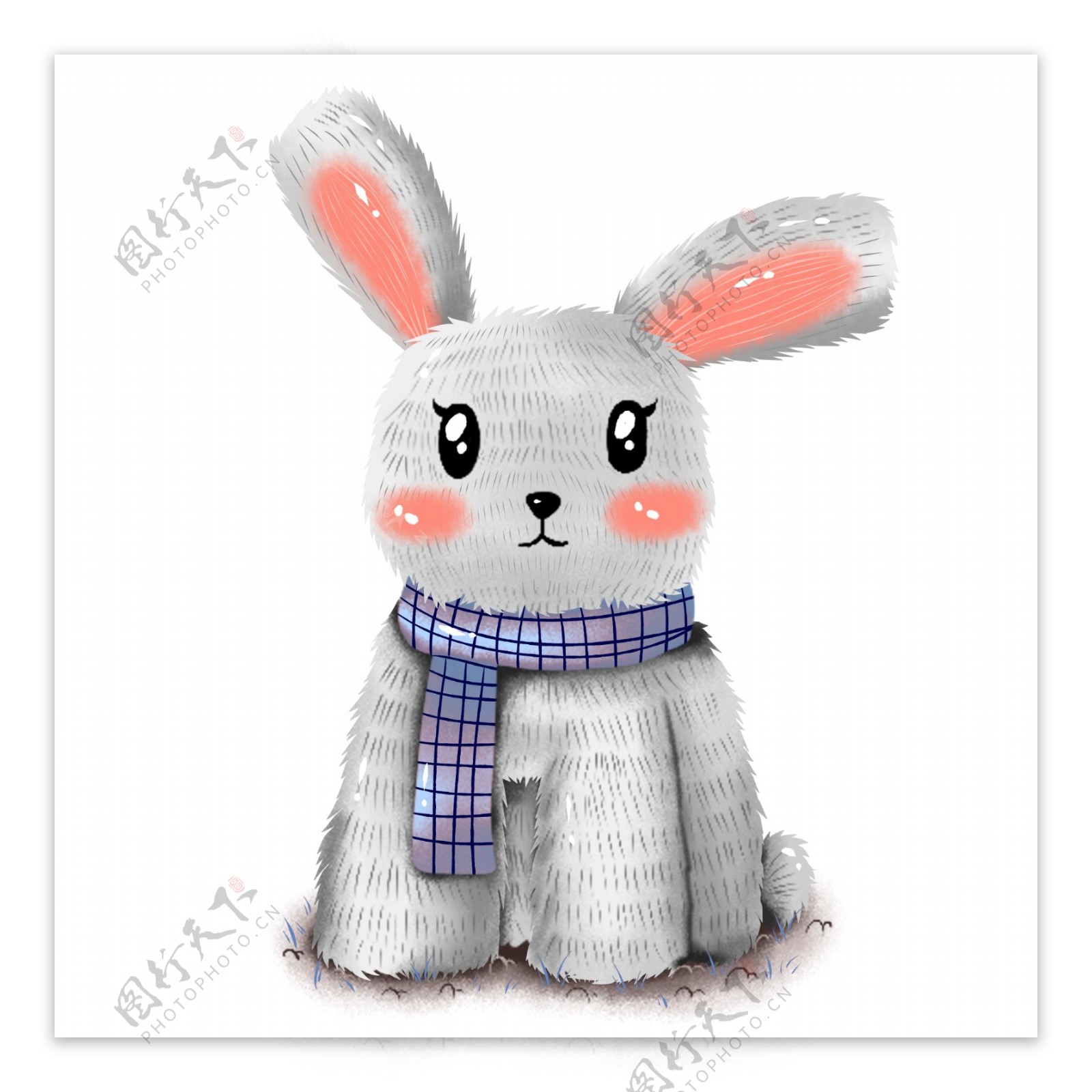 原创手绘动物兔子冬季冬日围巾