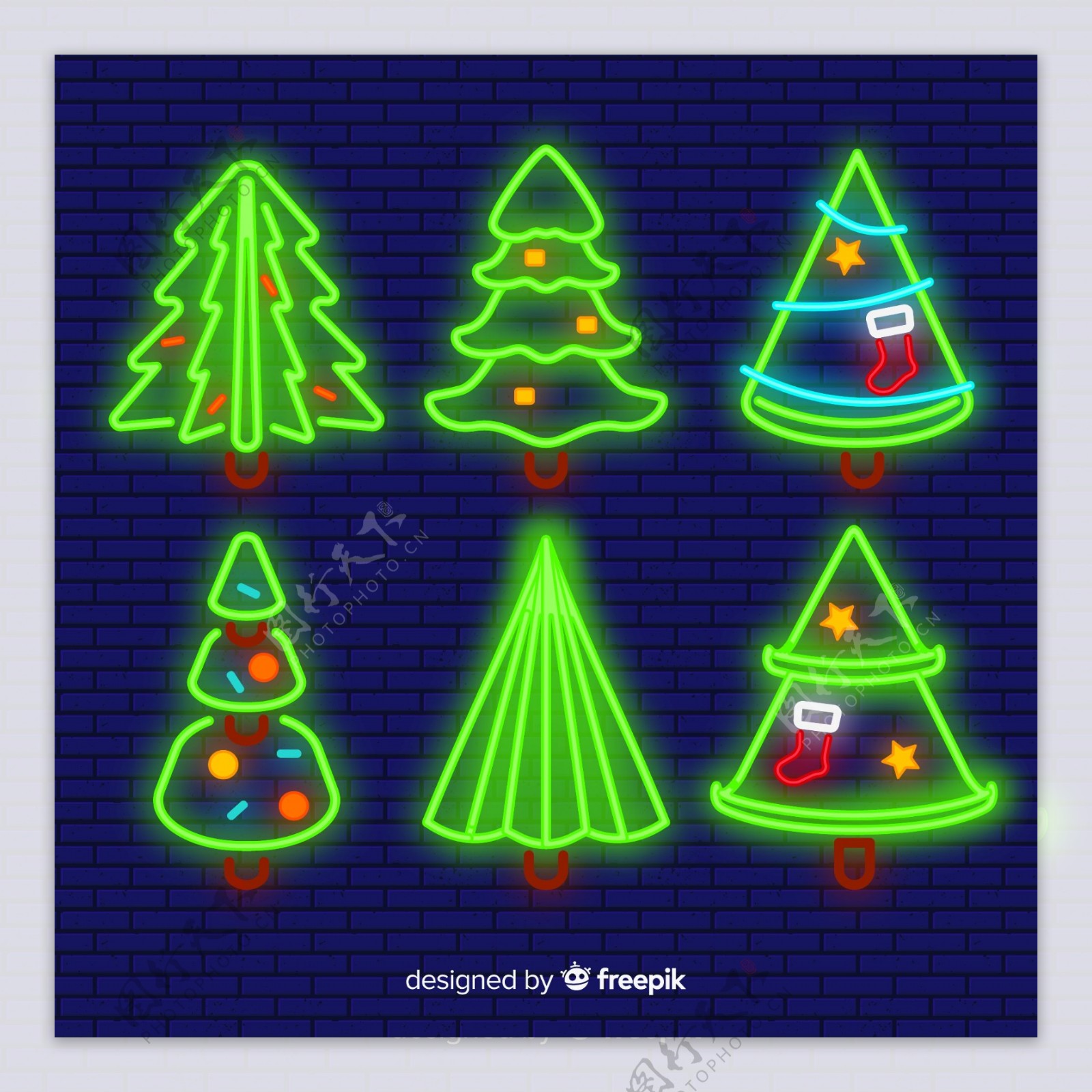 6款创意霓虹灯圣诞树设计