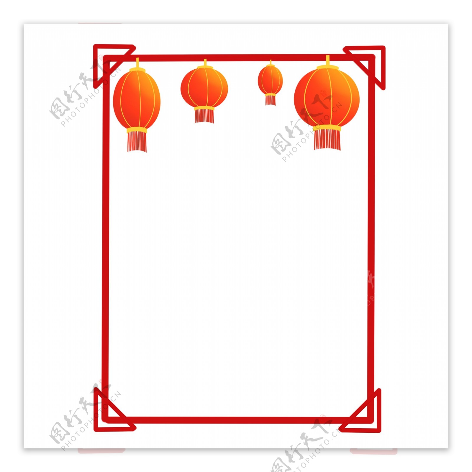 手绘红色中国结边框