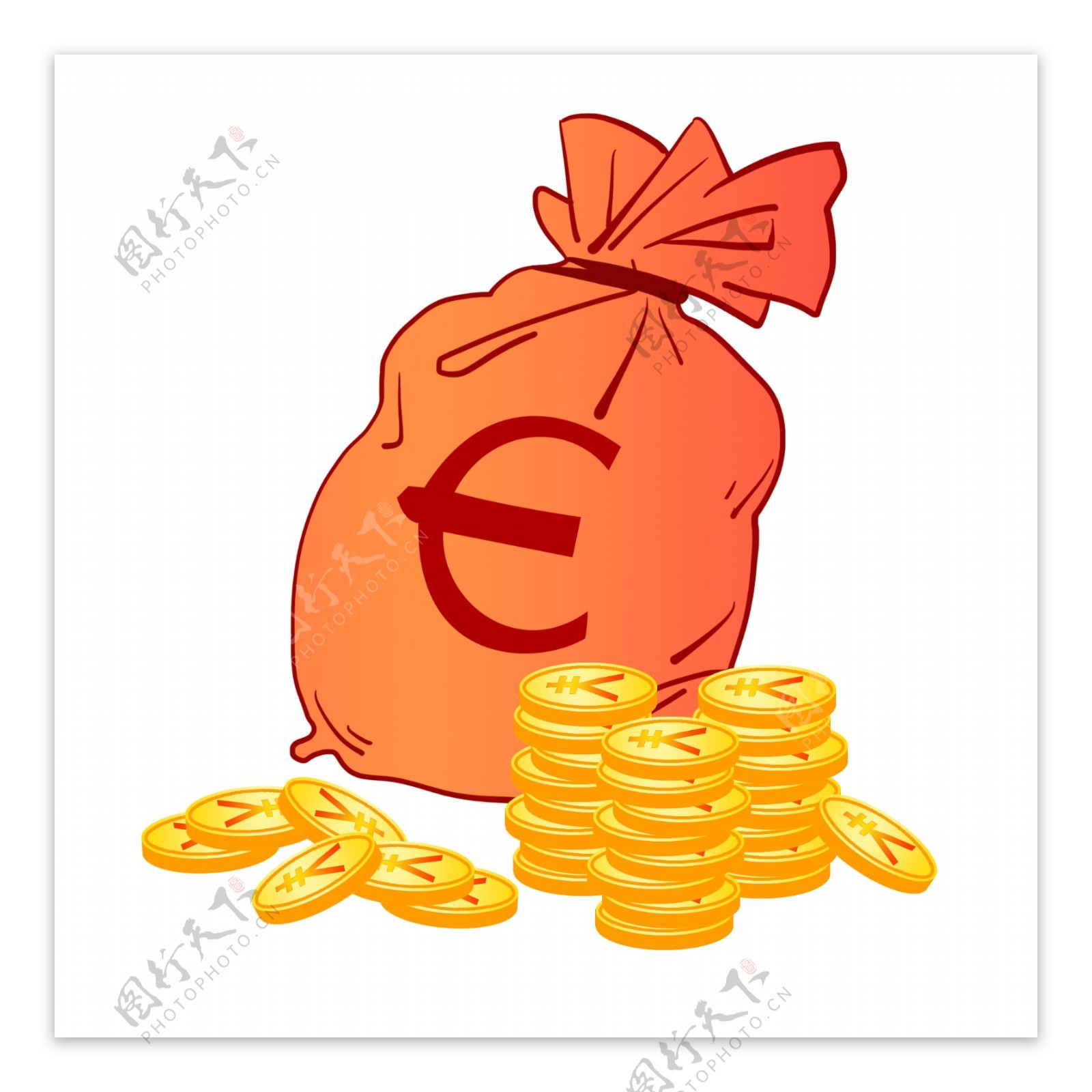 创意金融金币袋子插画