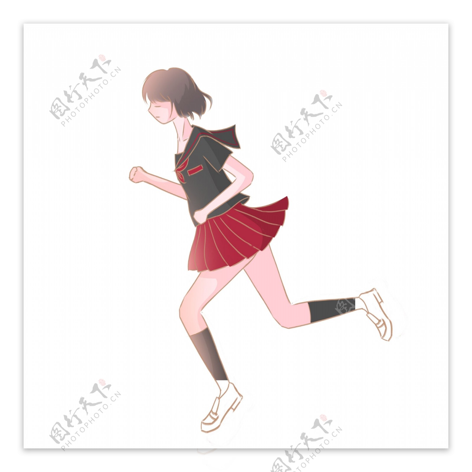 跑步的女孩元素设计