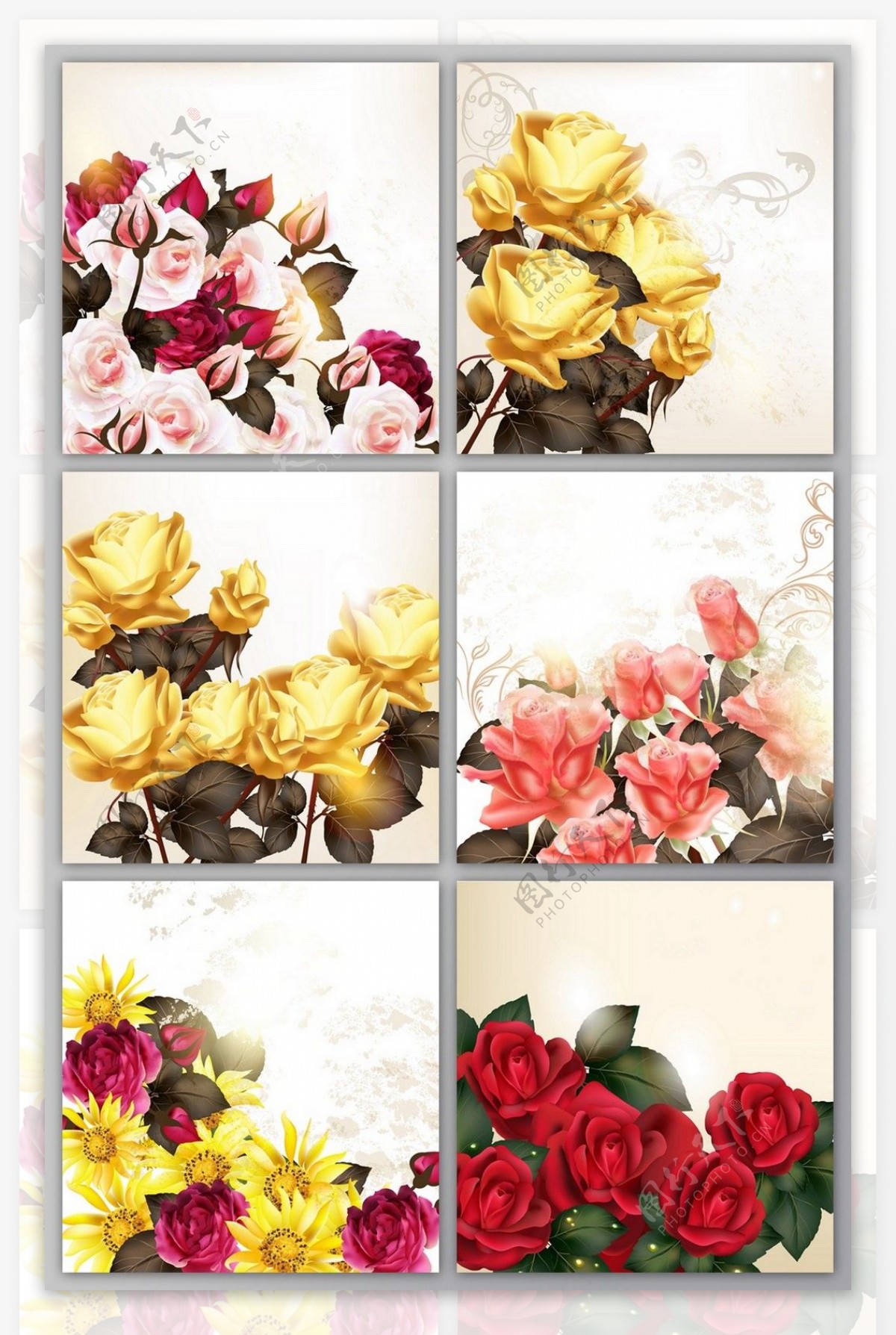创意花朵花卉海报卡片邀请函背景矢量素材