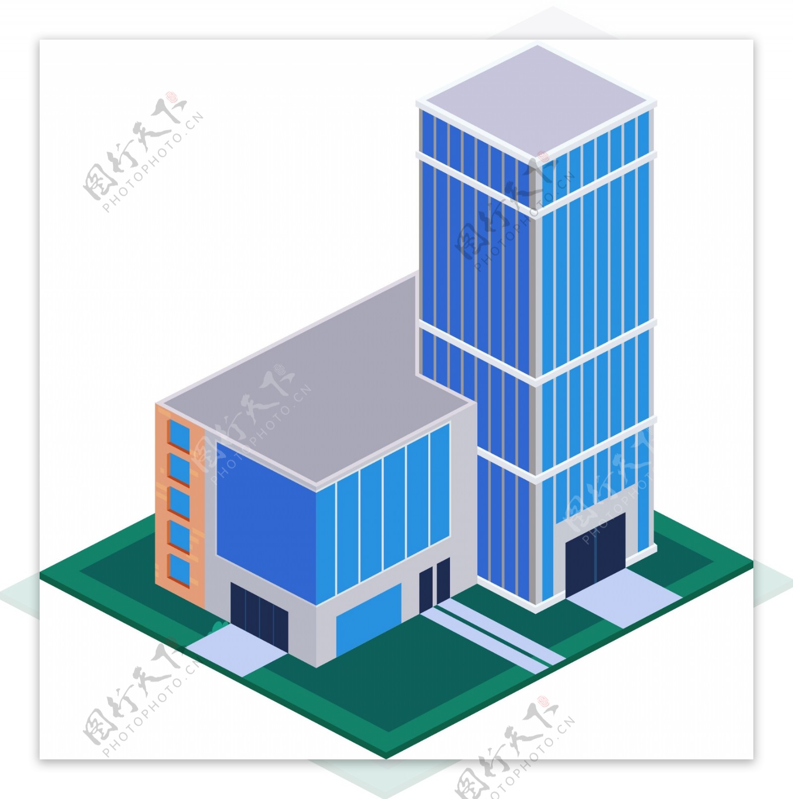 2.5D风格大型商业建筑元素可商用