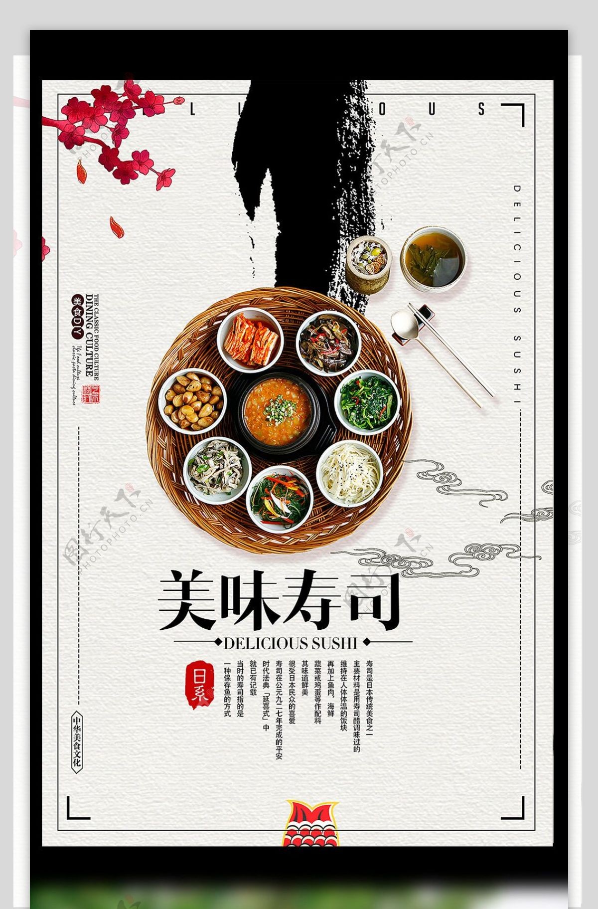 日式和风寿司美食海报