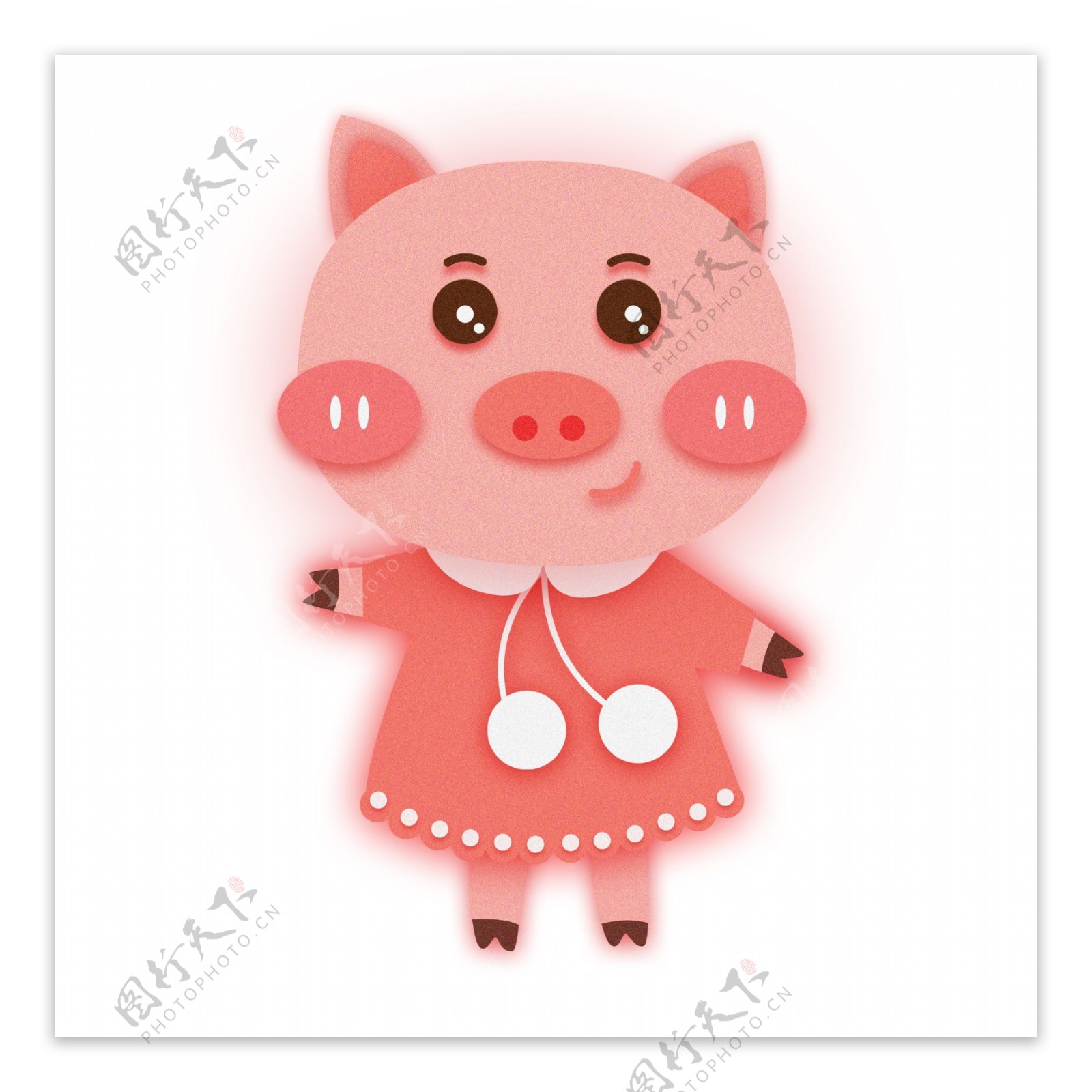 可爱粉色2019猪小妹形象元素设计