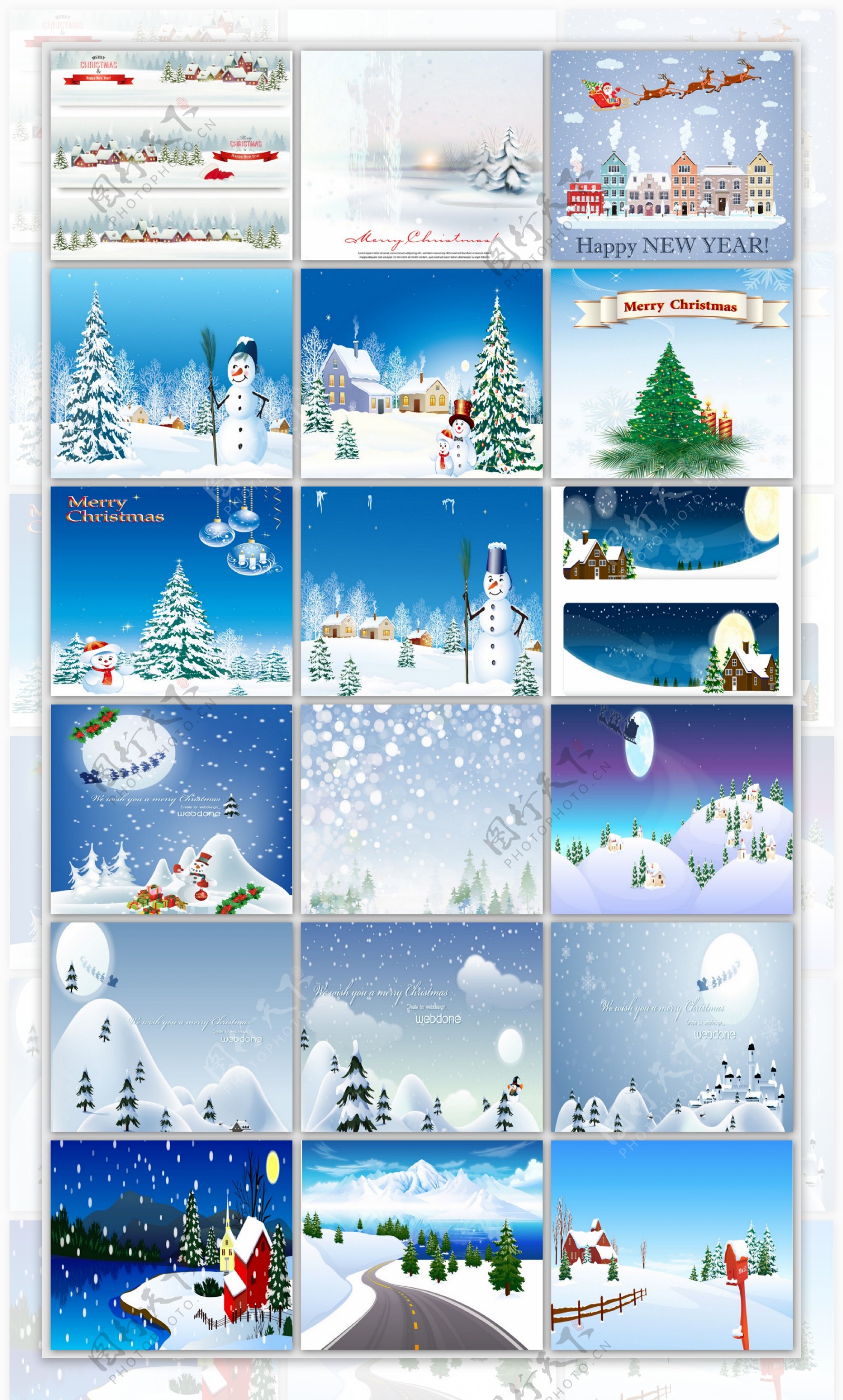 圣诞节圣诞节雪景设计素材