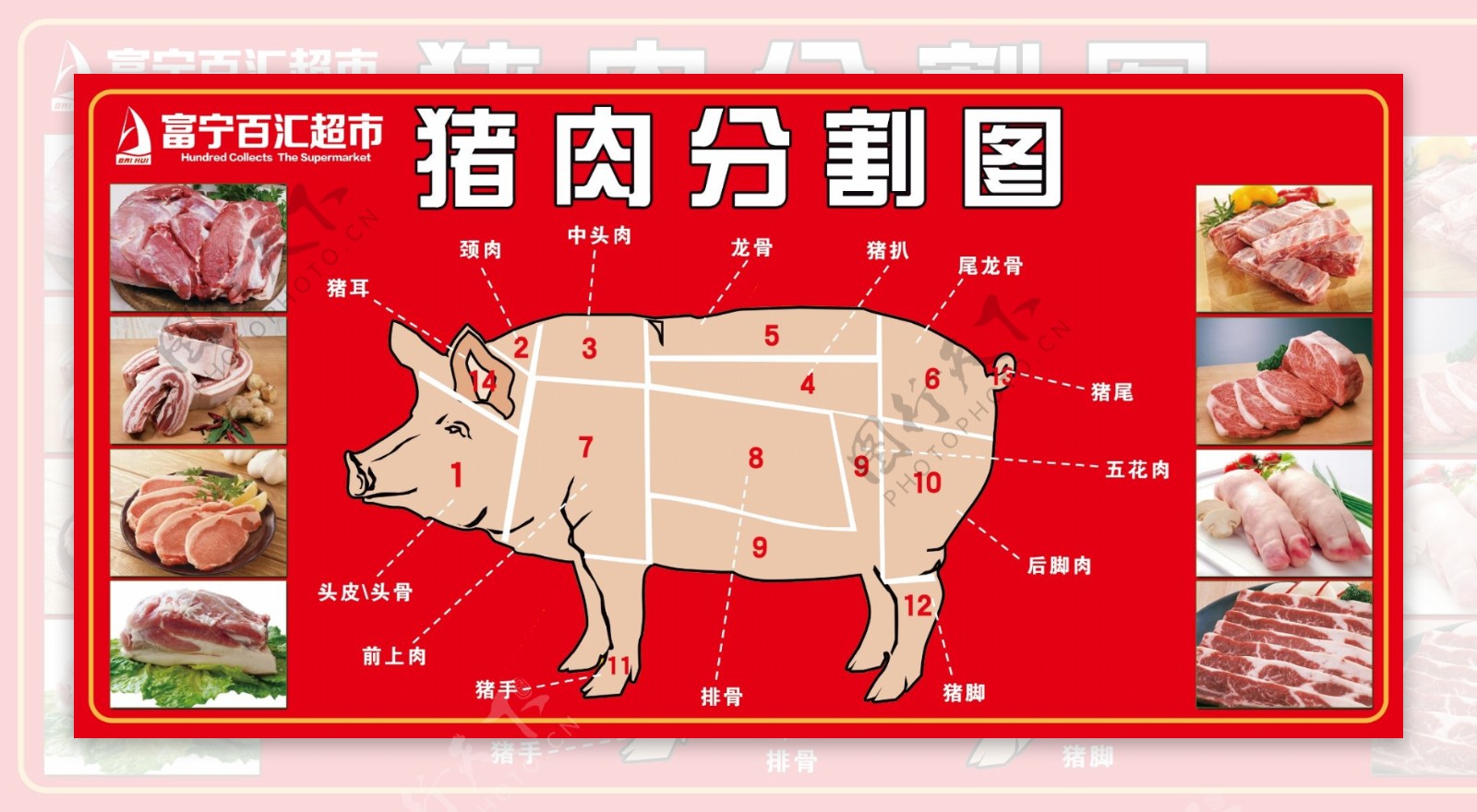 百汇超市猪肉分割图