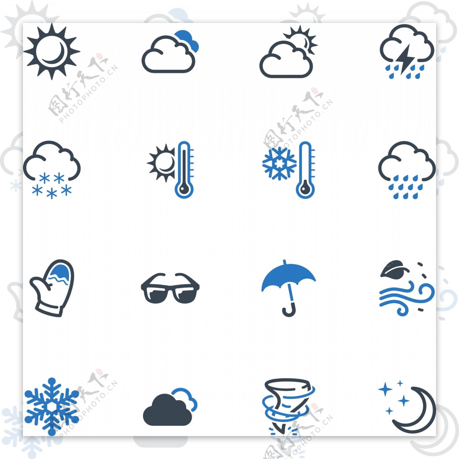 蓝色线条冬季图标icon