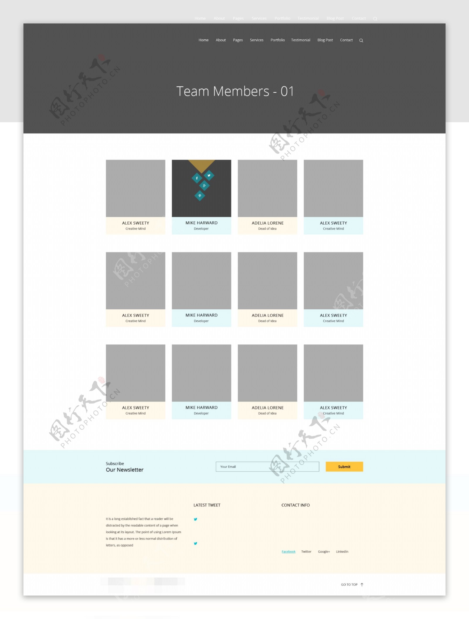 多用途网站我们的团队展示页面psd模板