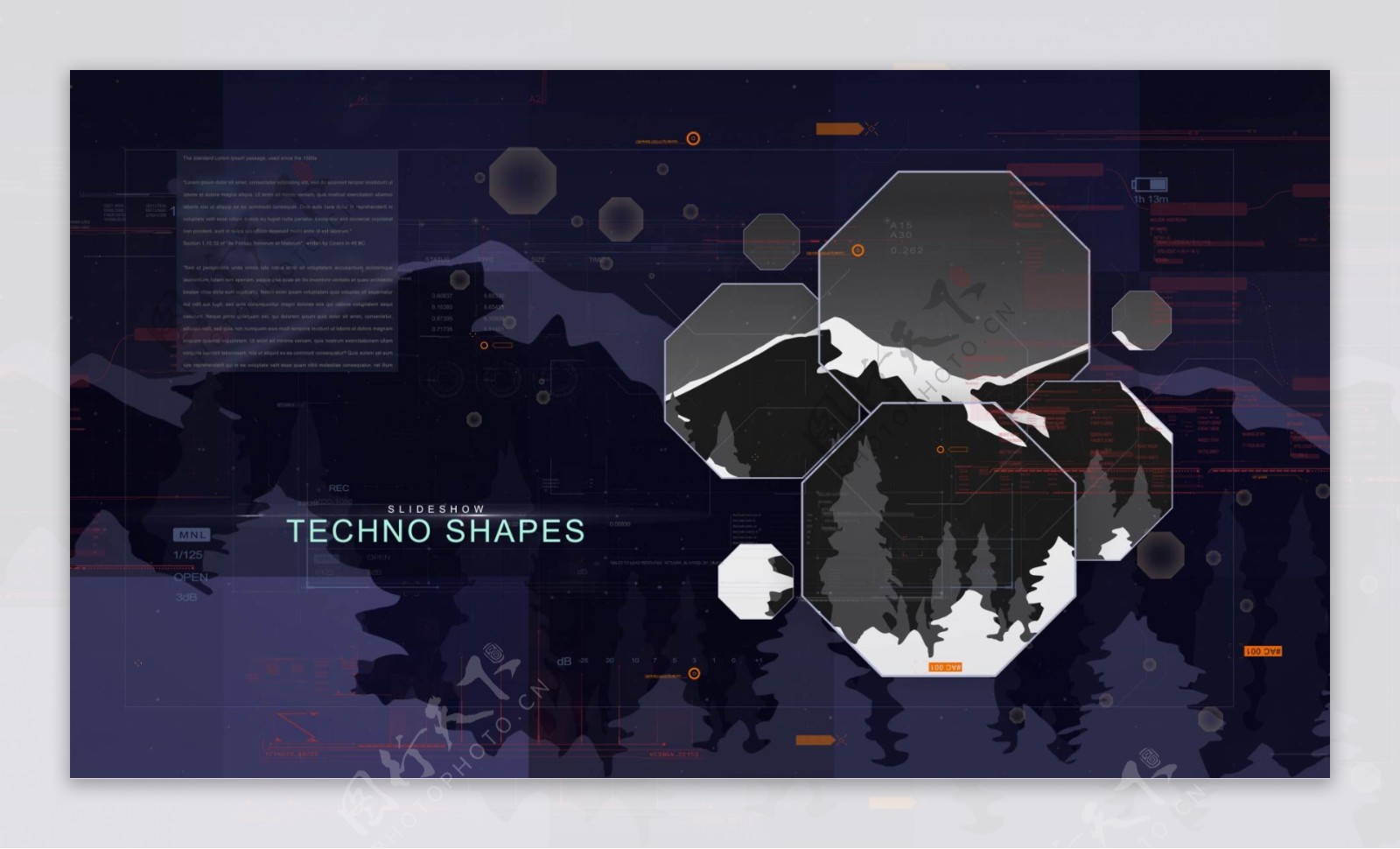 数字科技风格的六边形内容展示ae模板