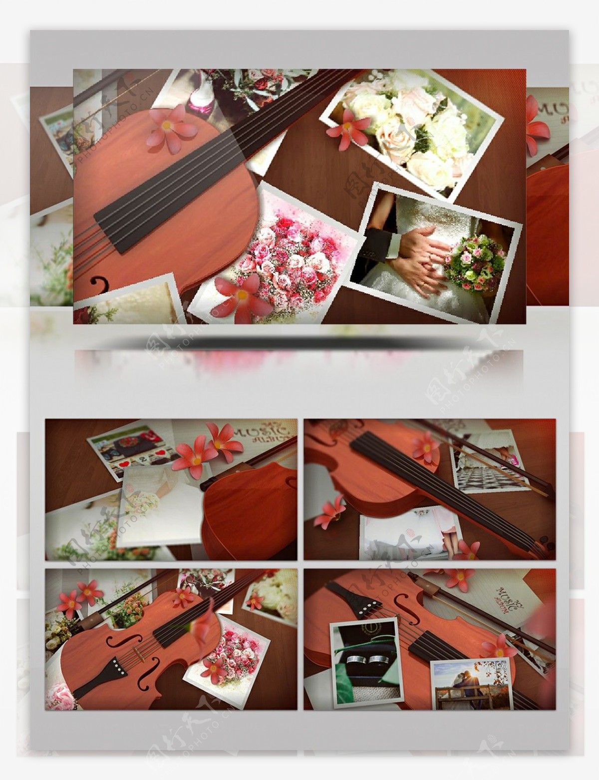 优雅小提琴婚礼图像展示视频AE模板