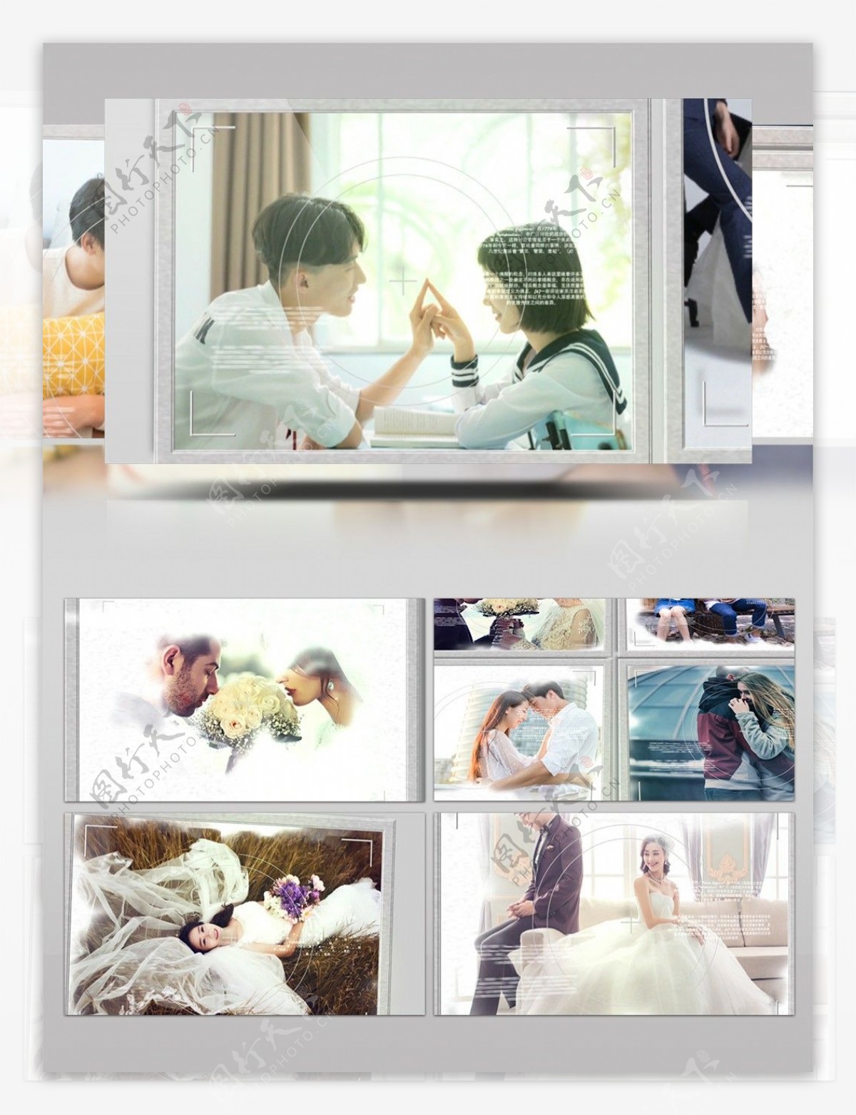 情侣照片墙特效相册展示AE模板