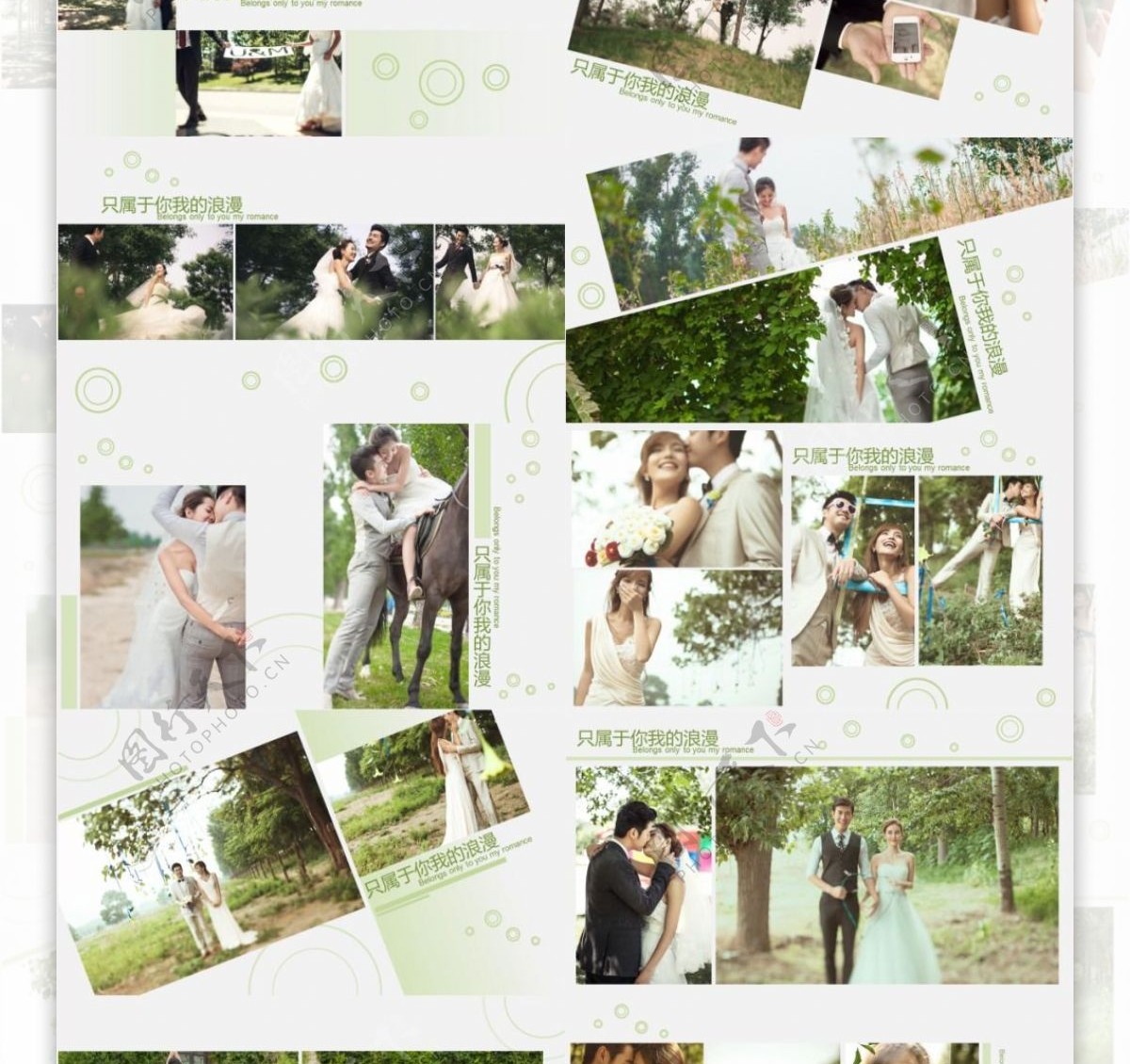 绿色植物墙婚纱婚礼ppt模板