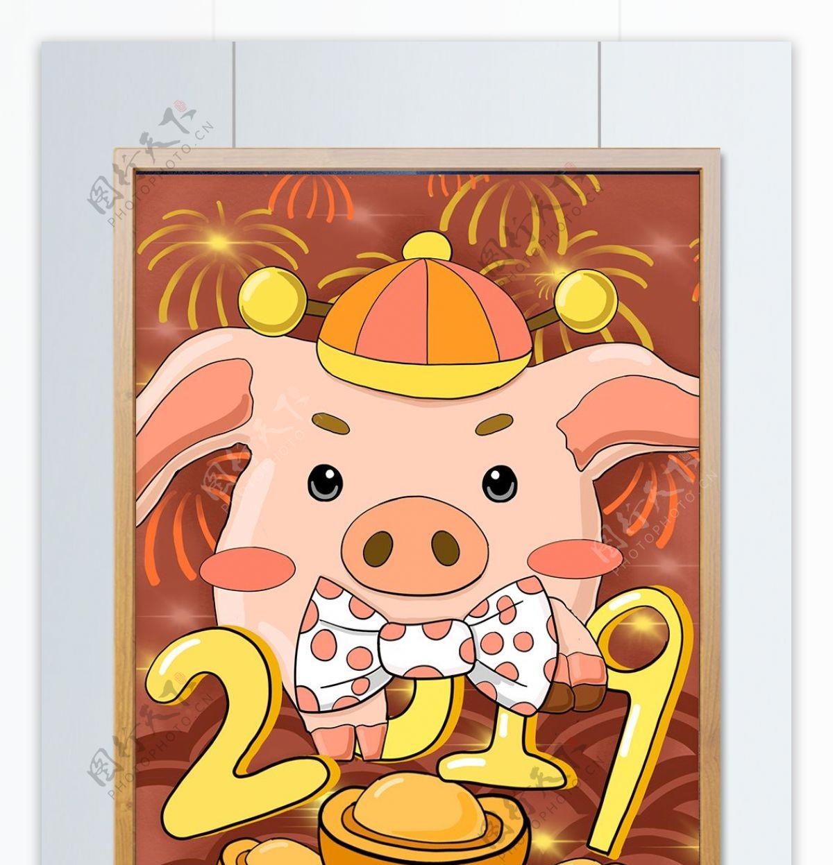 猪年2019吉祥如意插画