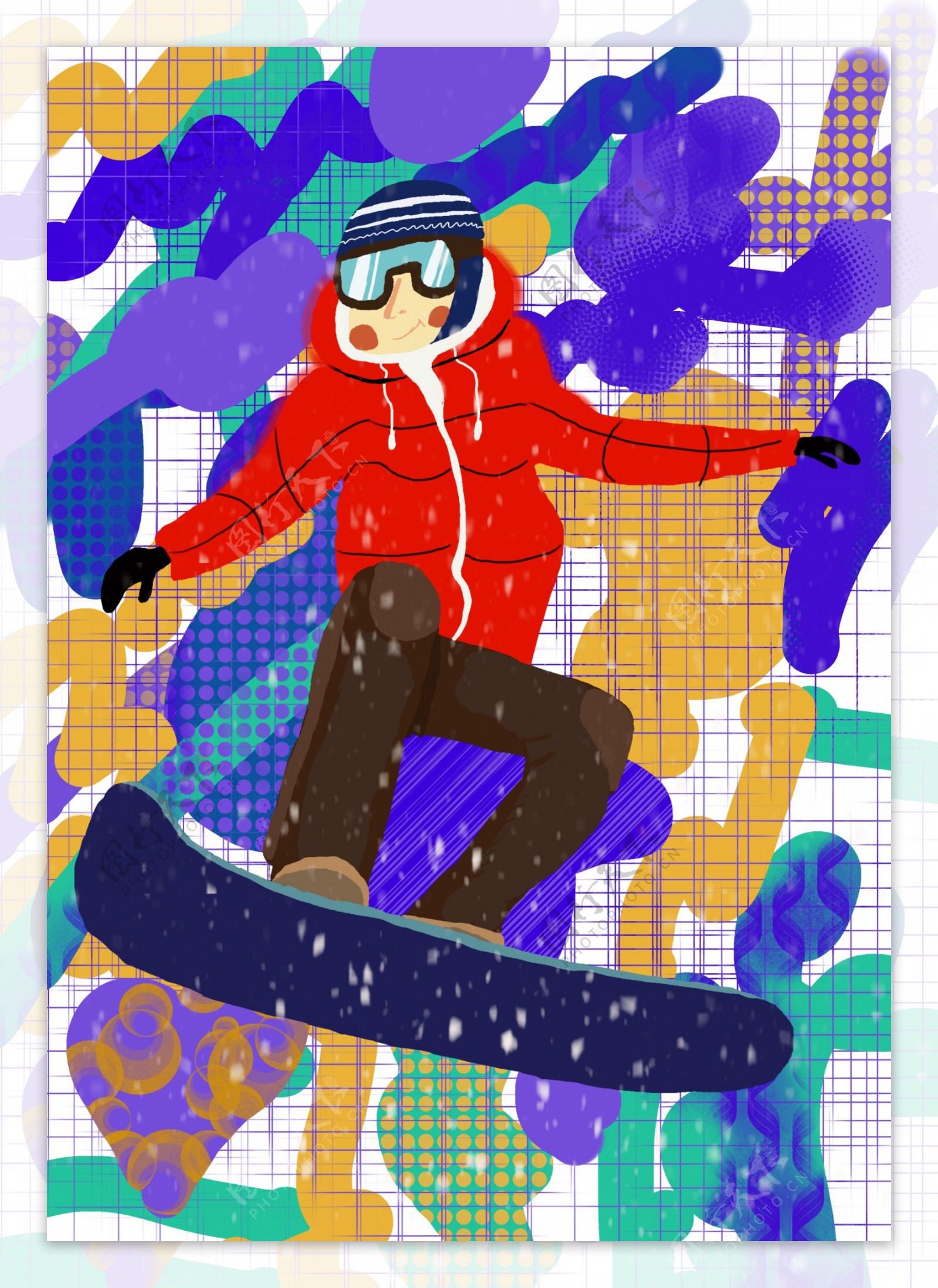 滑雪人加纹理背景