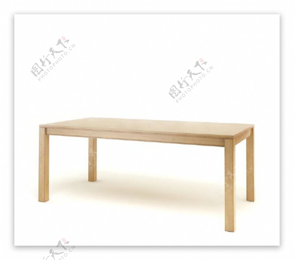 木质手工方形长桌3d模型