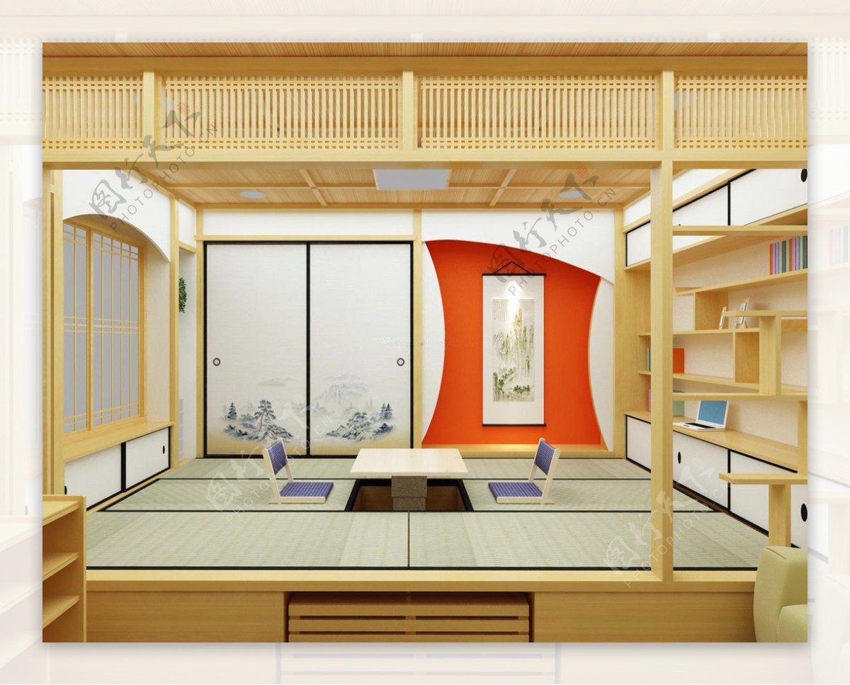 小户型日式书房设计装修效果图