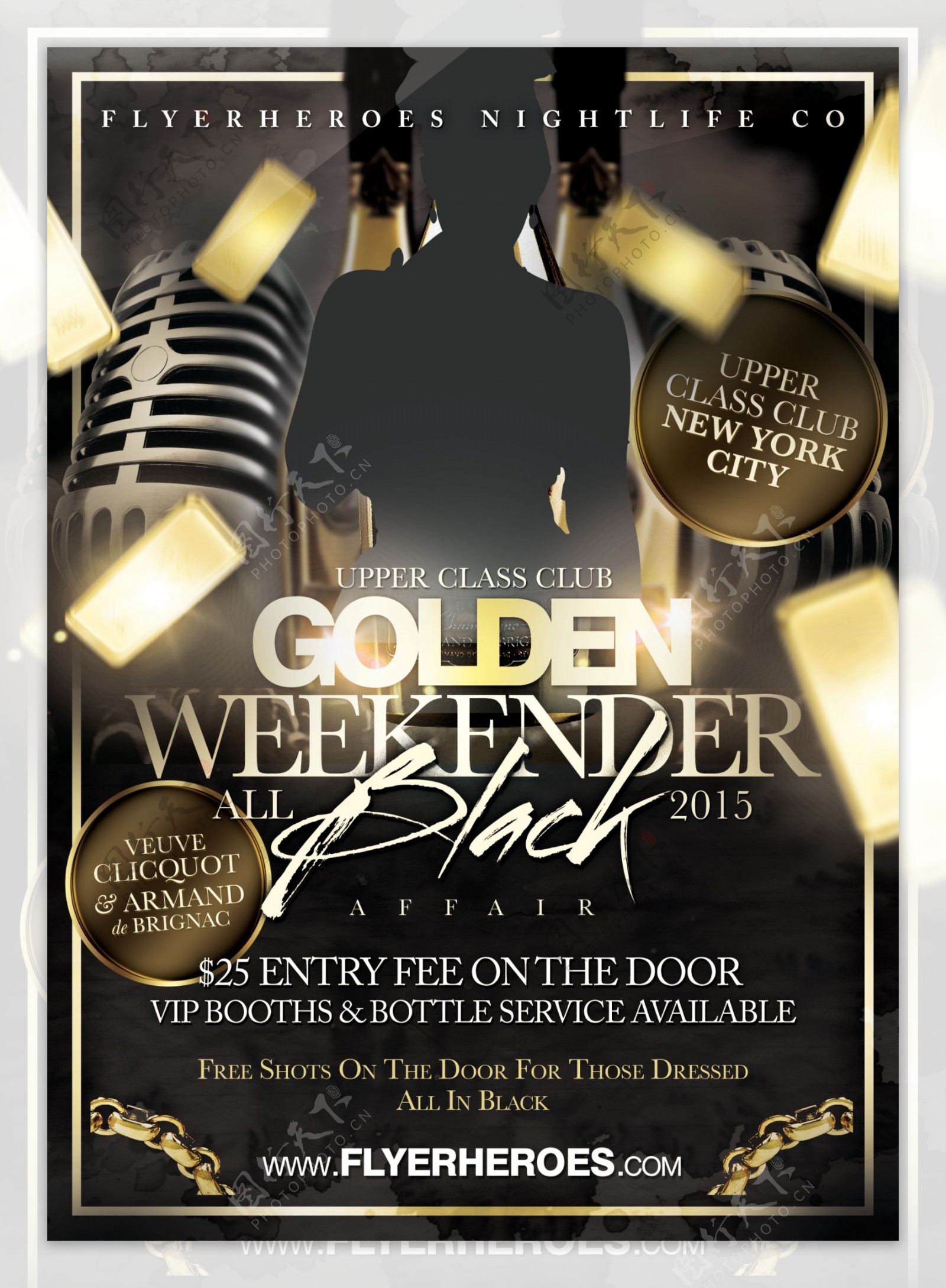 goldenweekendmockup金色周末红色国外创意欧美风酒吧宣传海报