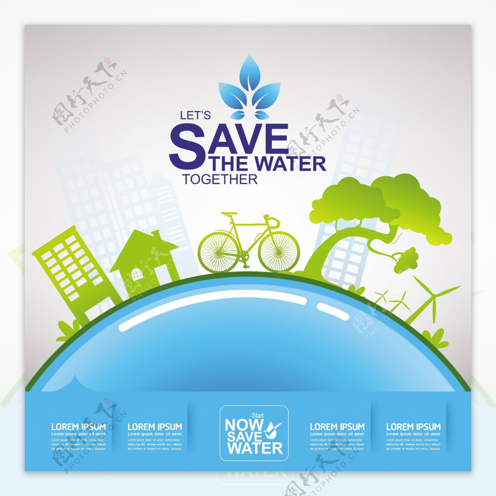 蓝色地球保护水资源环境矢量素材