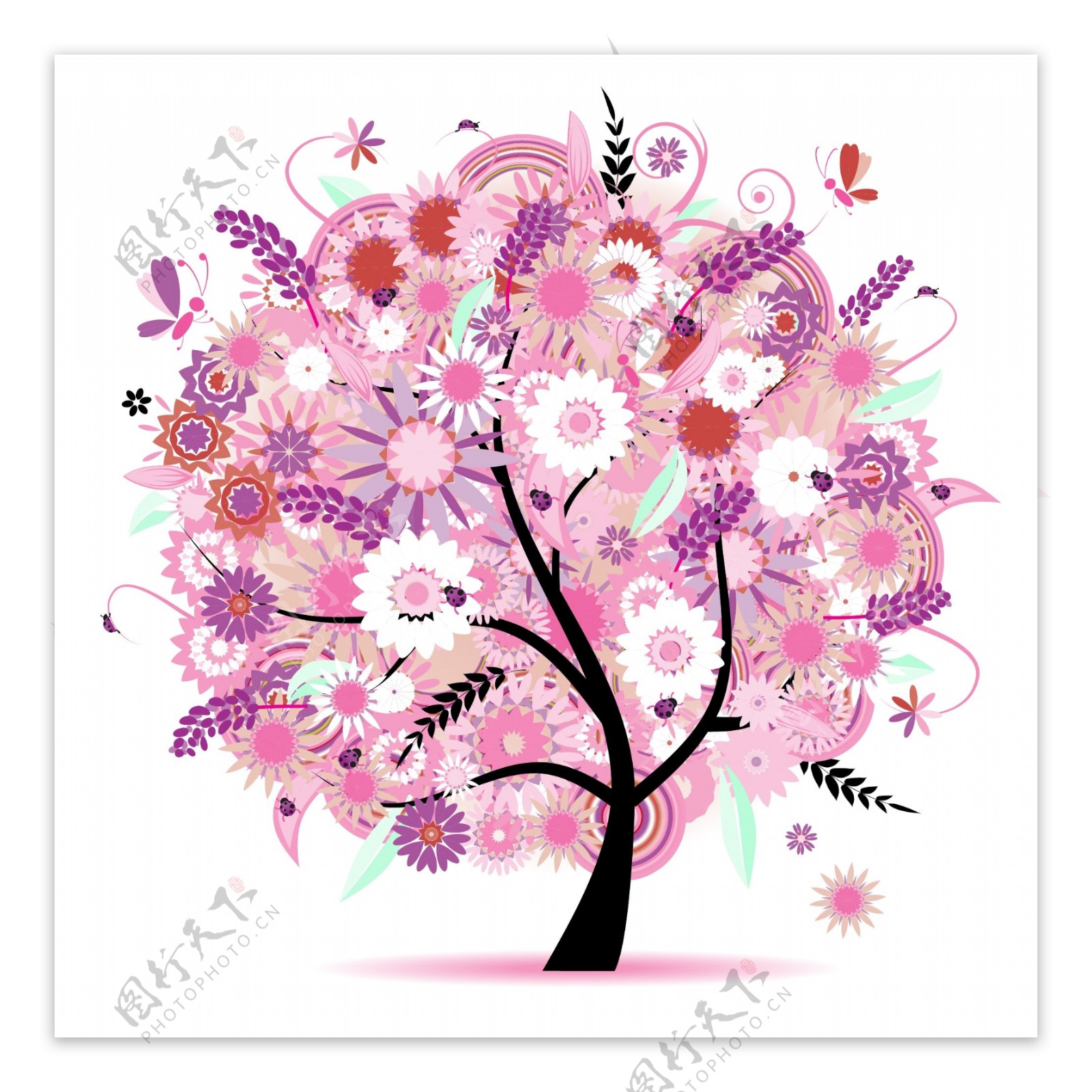 粉色花卉树