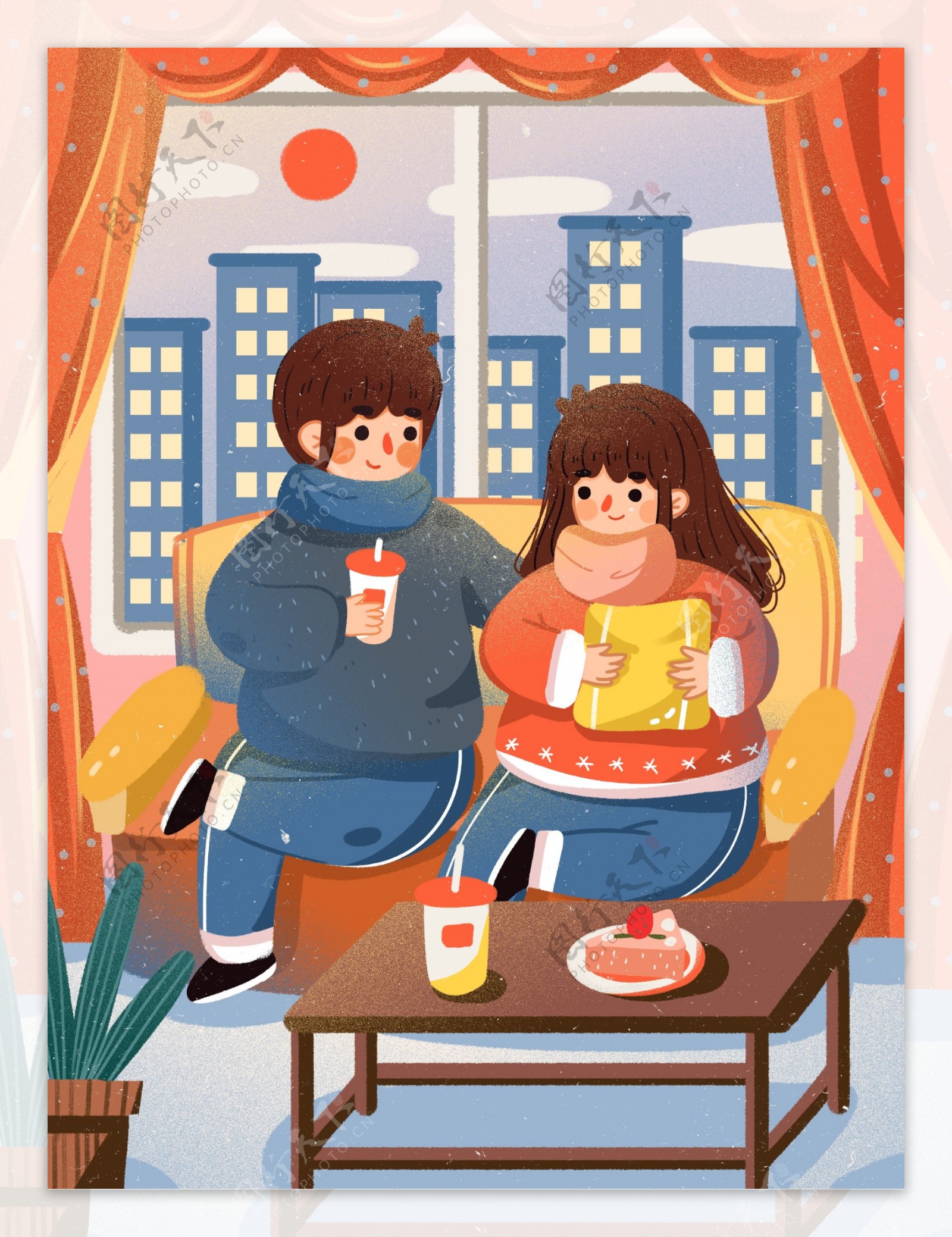 冬日情侣日常在家里吃下午茶喝茶饮日常恩爱