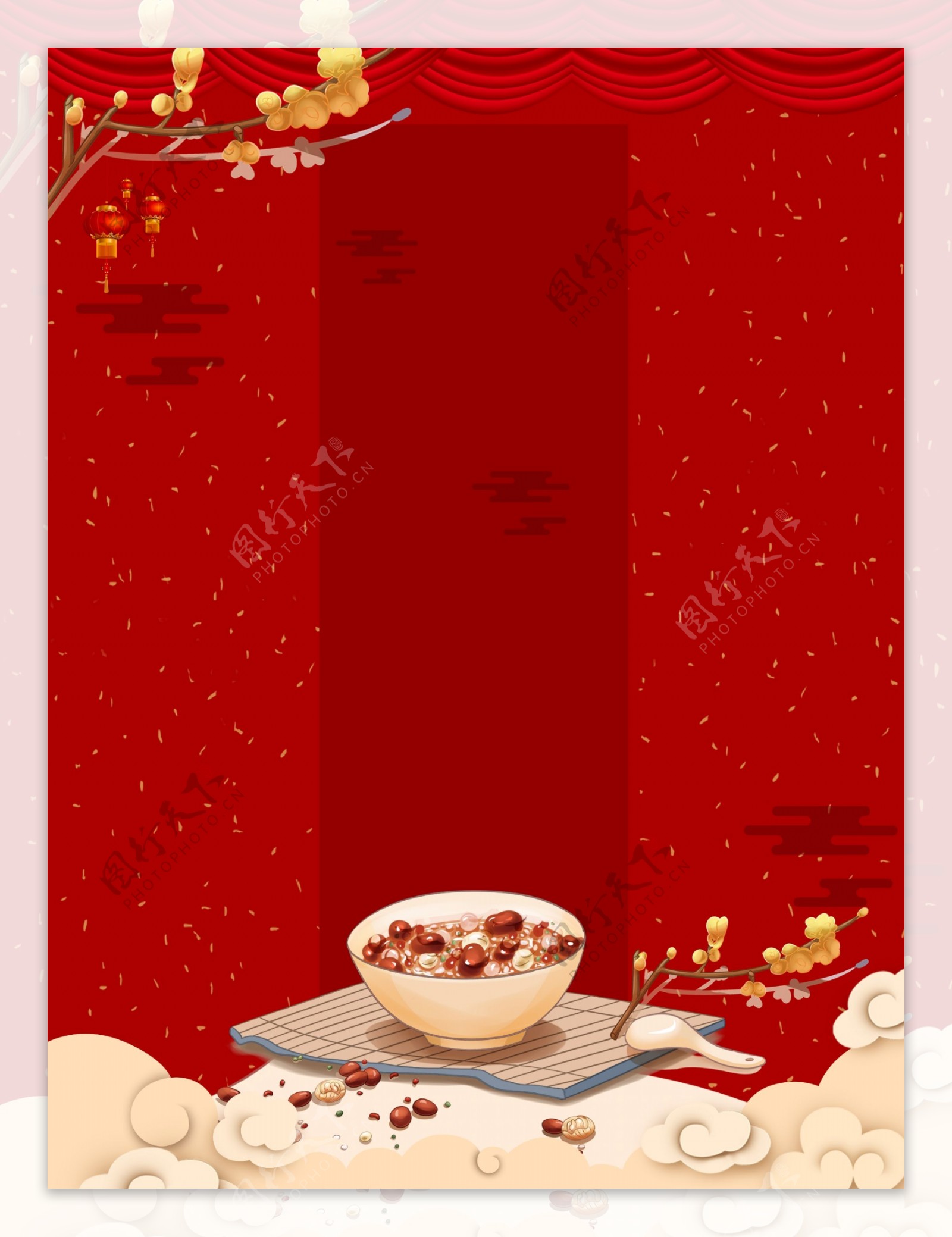 红色中国风腊八粥背景设计