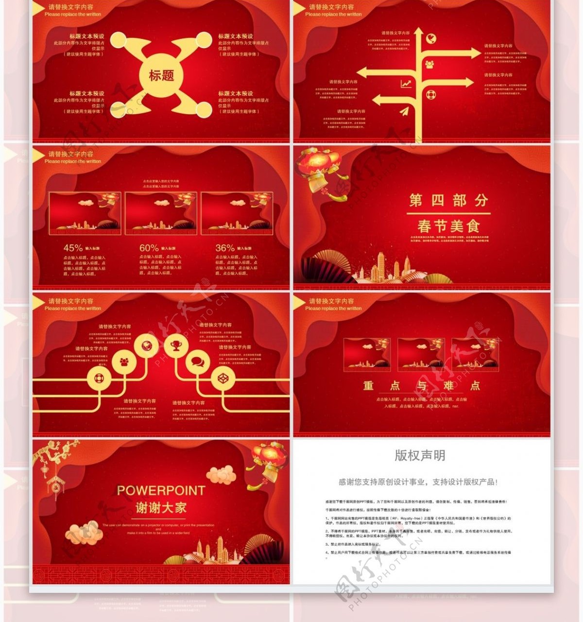 中国风春节习俗介绍PPT模板