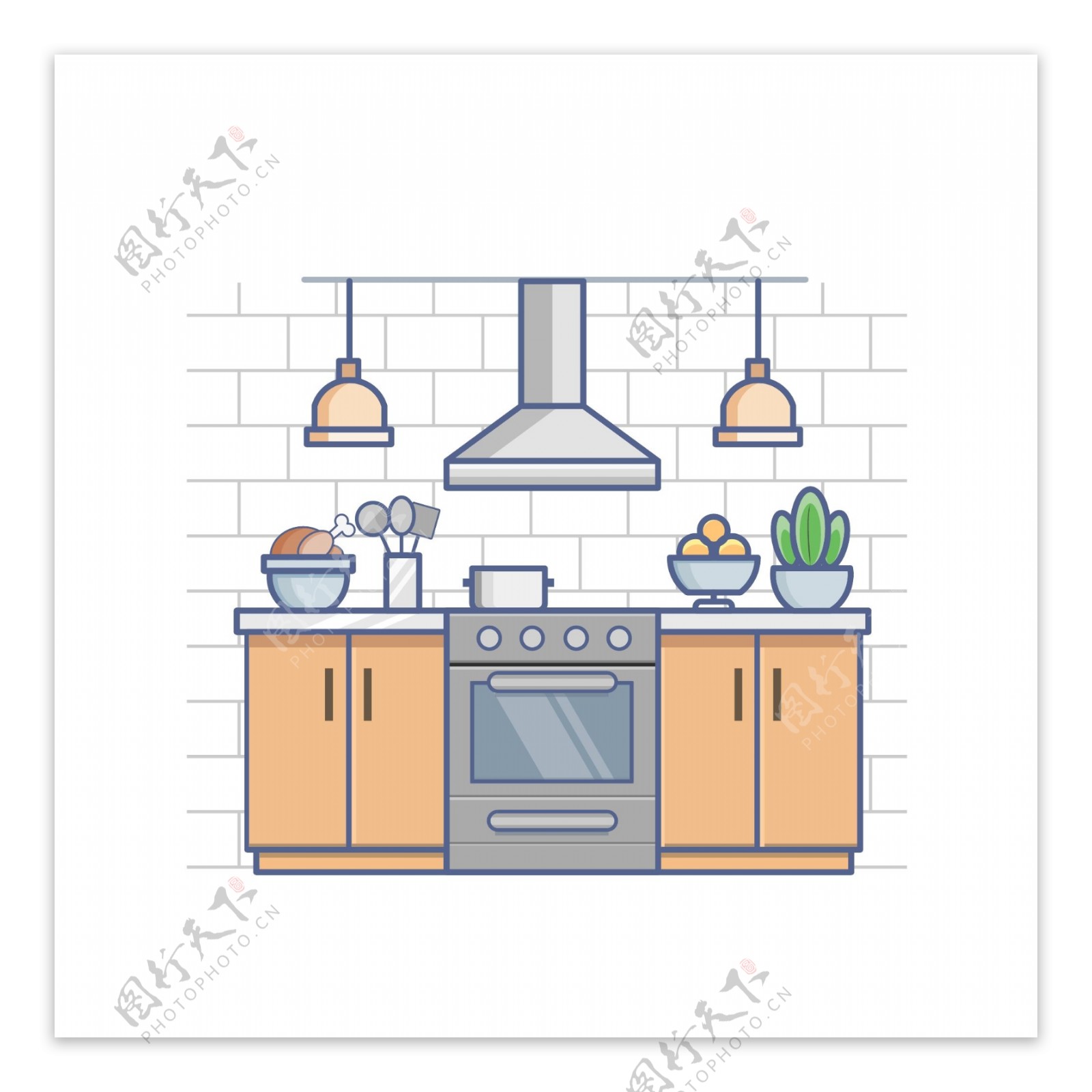 厨房炊具制作美食meb卡通矢量元素素材
