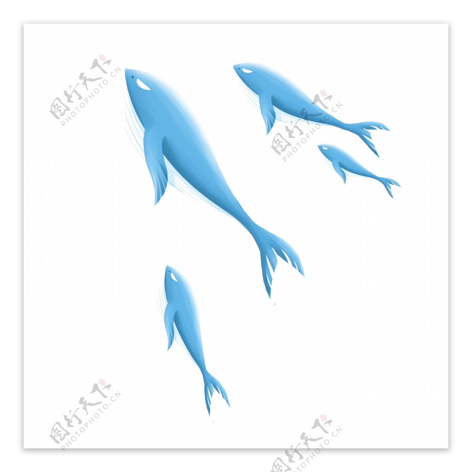 蓝色海豚图案元素