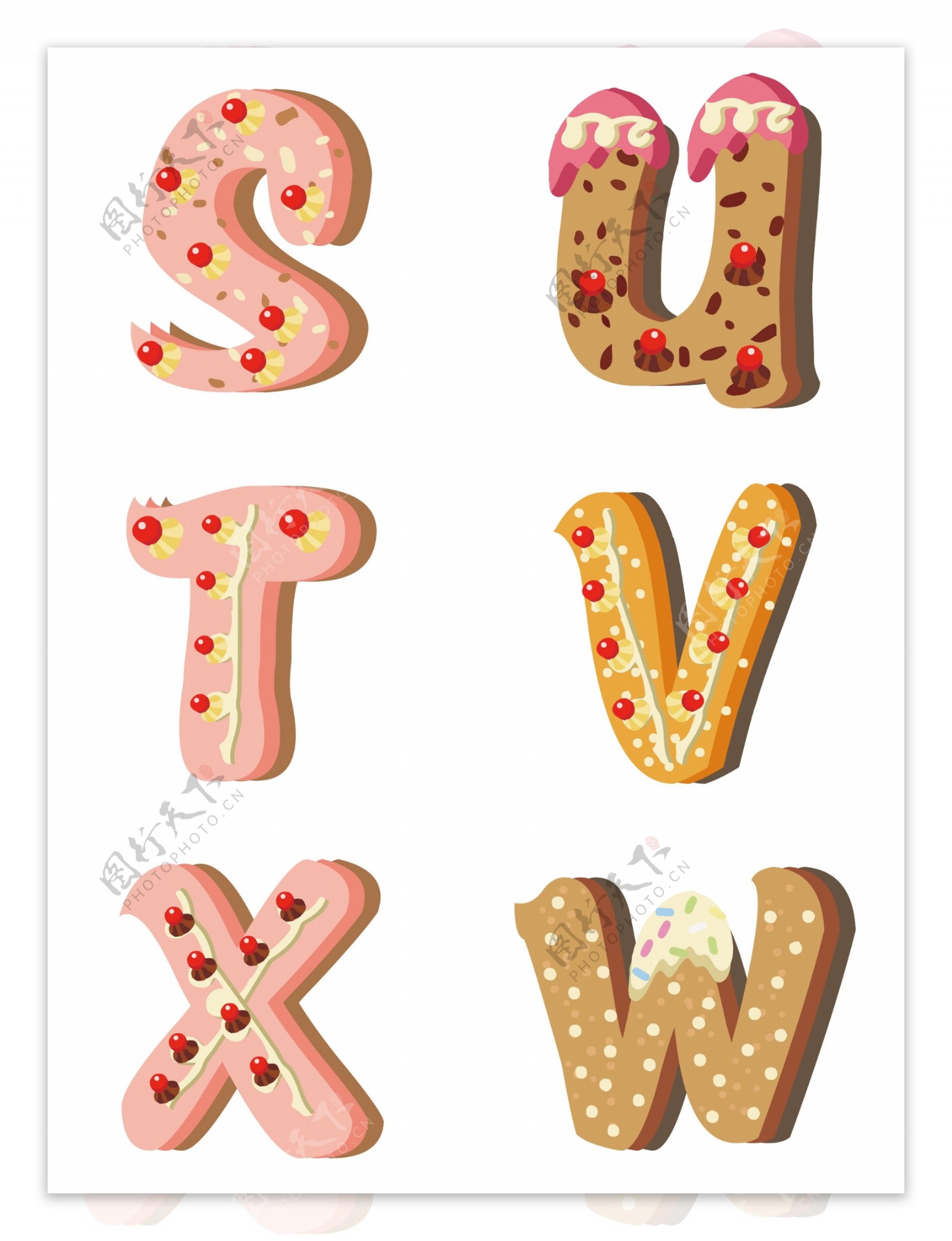 原创立体糖衣字母可商用卡通矢量元素