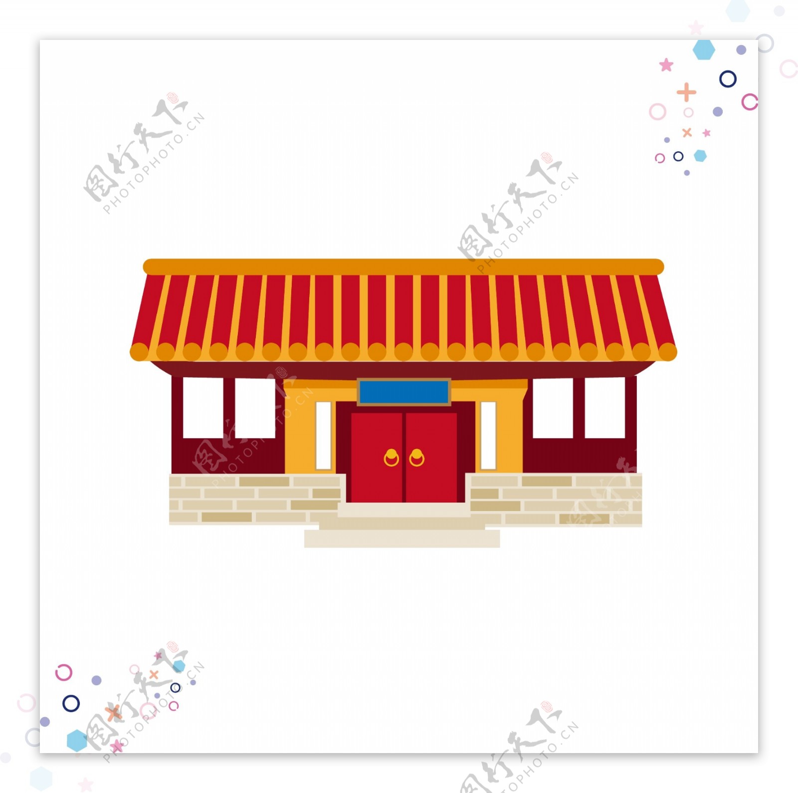中国古代建筑矢量手绘元素背景套图11