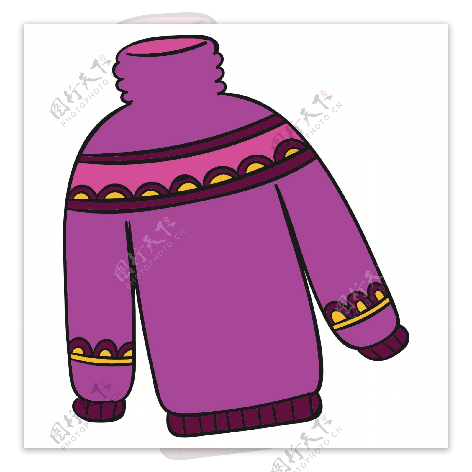可爱手绘冬季紫色毛衣插画元素