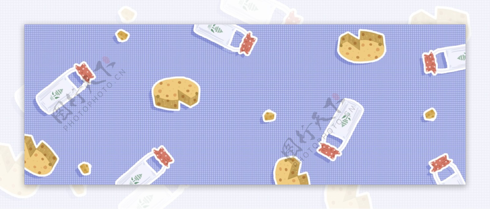 手绘牛奶奶酪食物banner背景素材